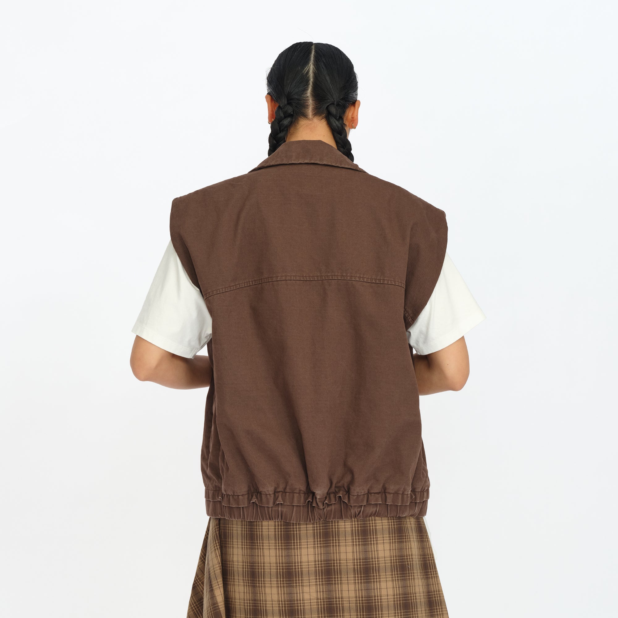 OINIMI Shoulder-Padded Twill Zip Vest