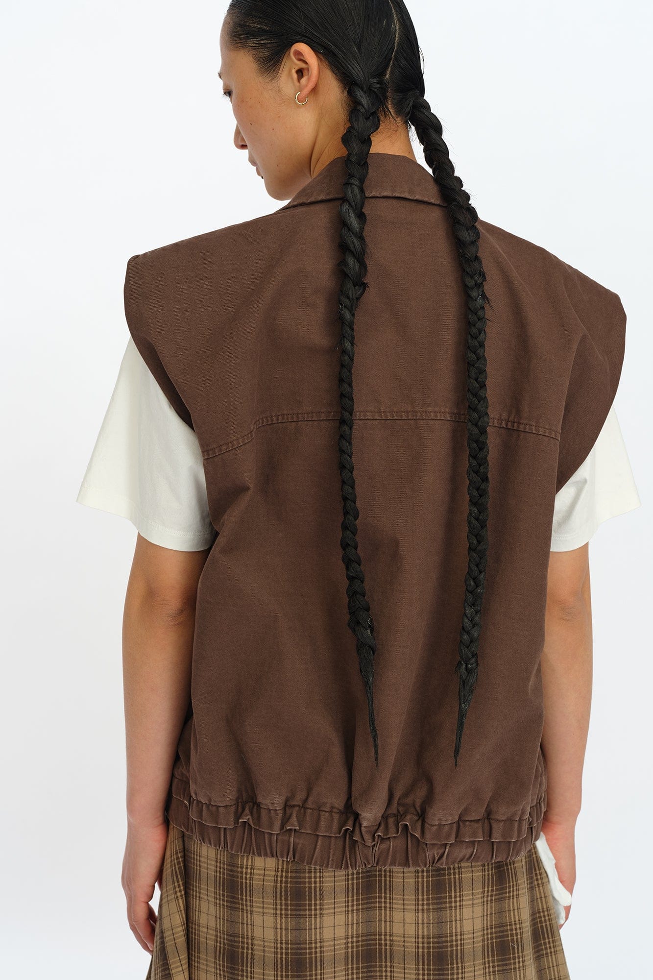 OINIMI Shoulder-Padded Twill Zip Vest