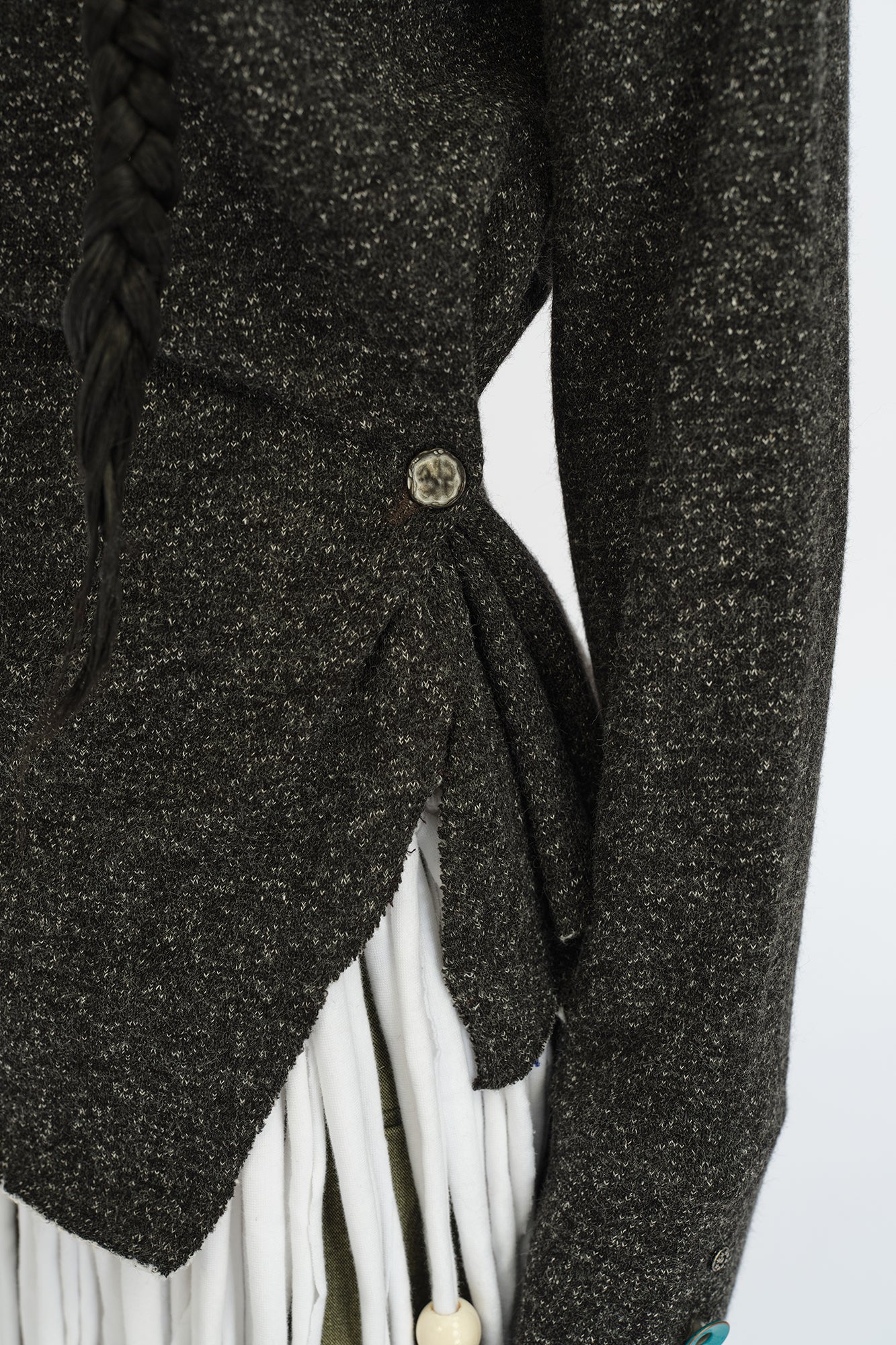 OINIMI Asymmetrical Cinched Speckled Hoodie