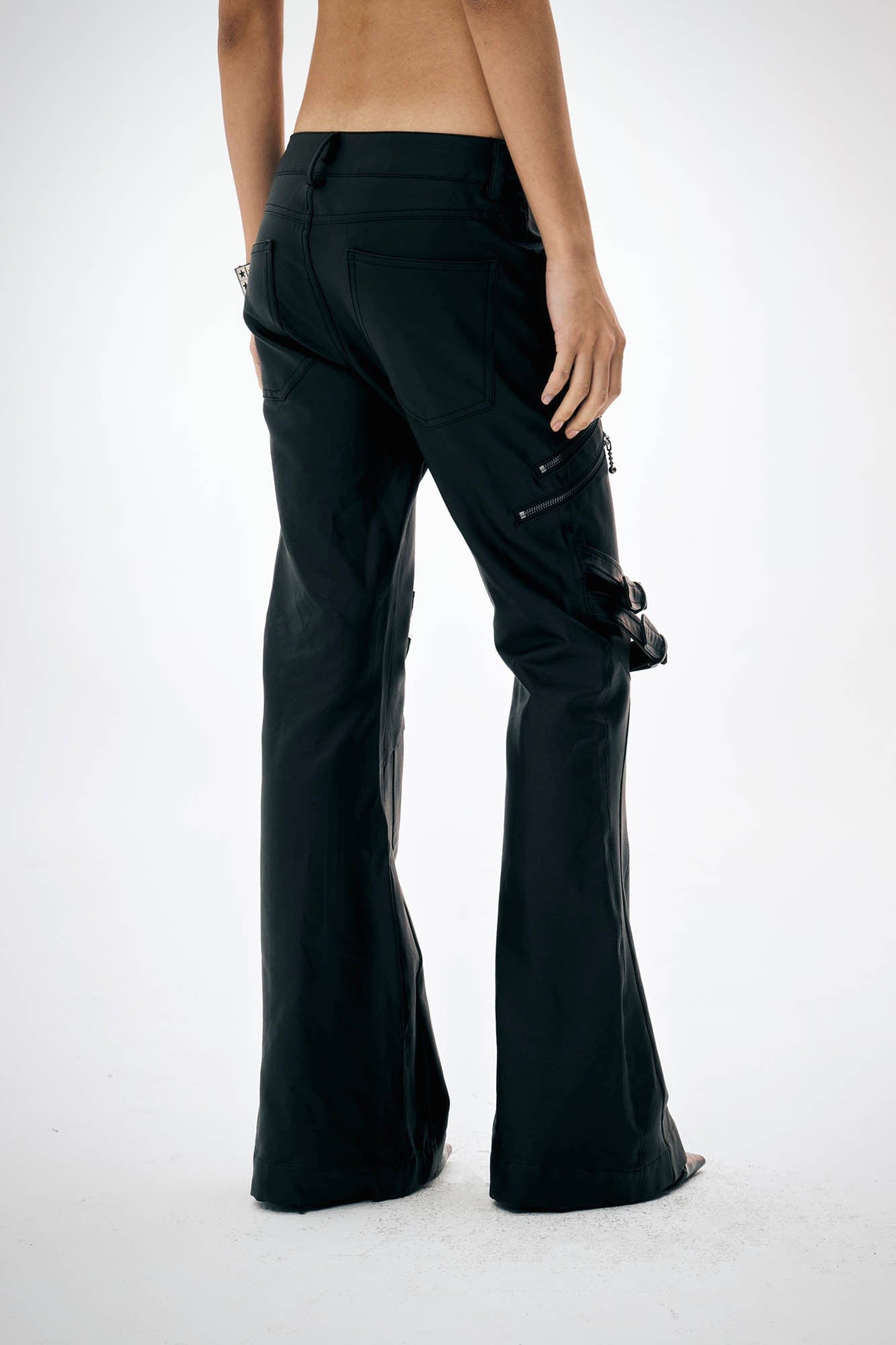 DND4DES×Faychui Waxed Strapped Flared Pants, premium urban and streetwear designers apparel on PROJECTISR.com, DND4DES