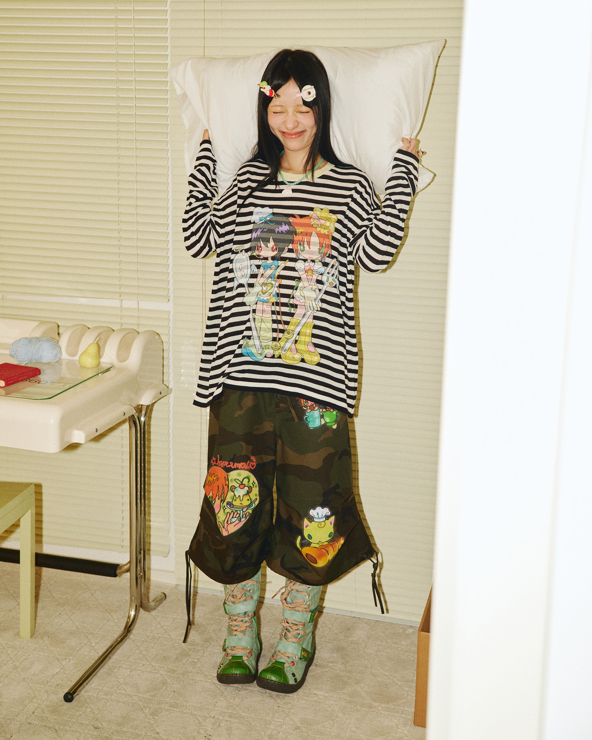 HAVEAMEAL x Sunonebird Retro Striped Illustrated Knit Pullover