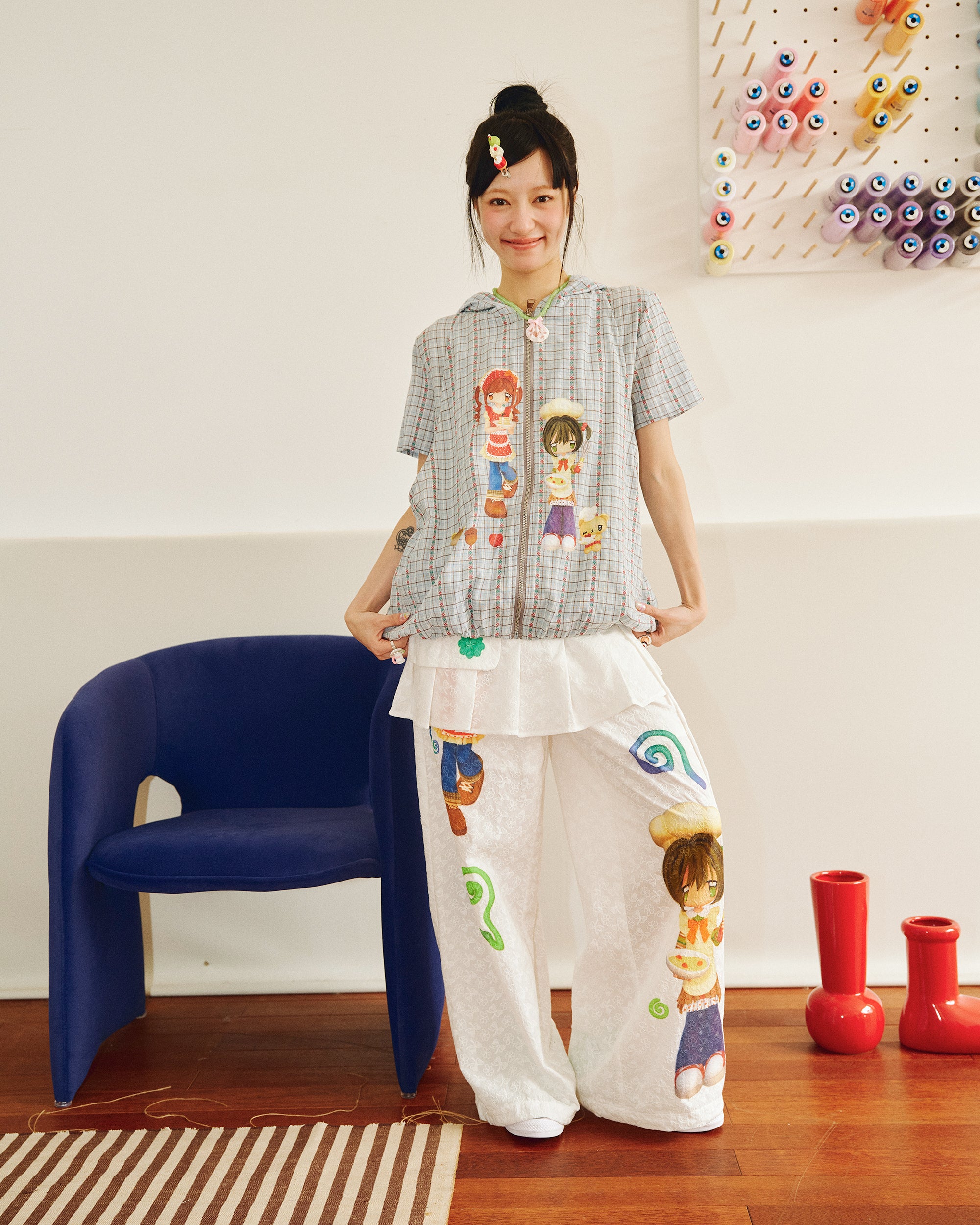 HAVE A MEAL x Caramel Cartoon Graphics Detachable Skirt Pants