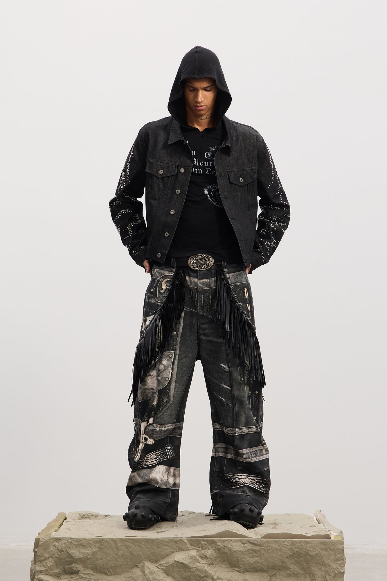 DND4DES Fringe Full-Print Baggy Jeans
