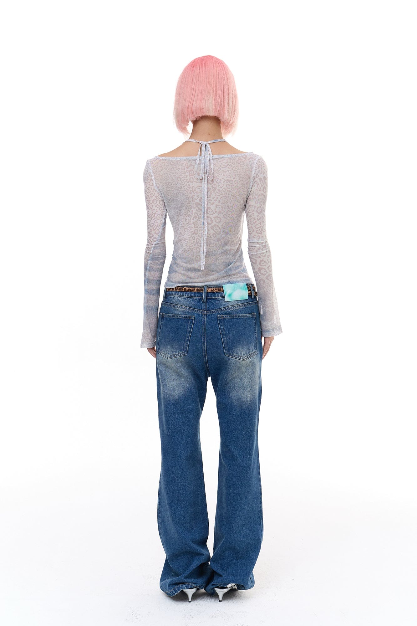 FAYCHUI Washed Diamond Paneled Jeans