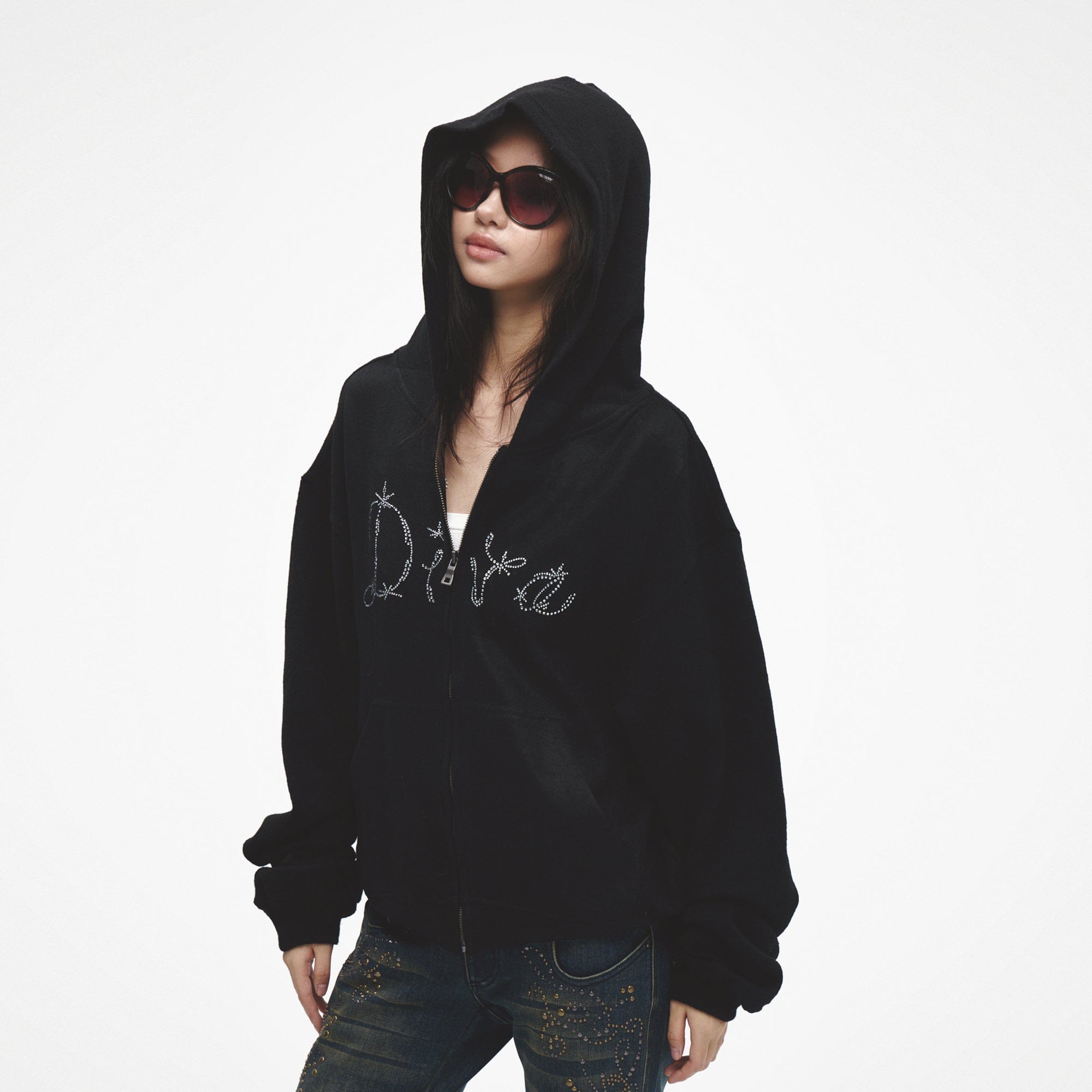 FAYCHUI Diamond Diva Wool-Blend Zip-Up Hoodie
