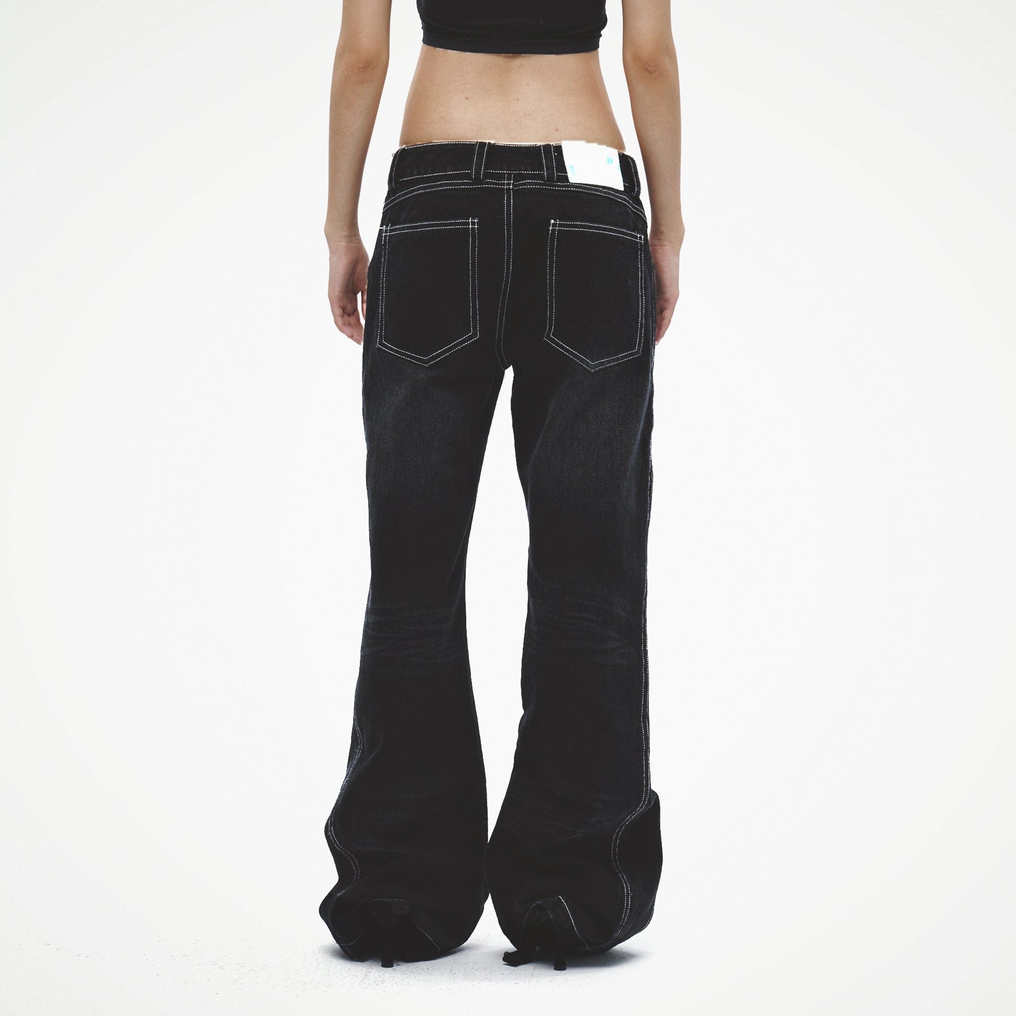 FAYCHUI Asymmetrical Button Fly Bootcut Jeans