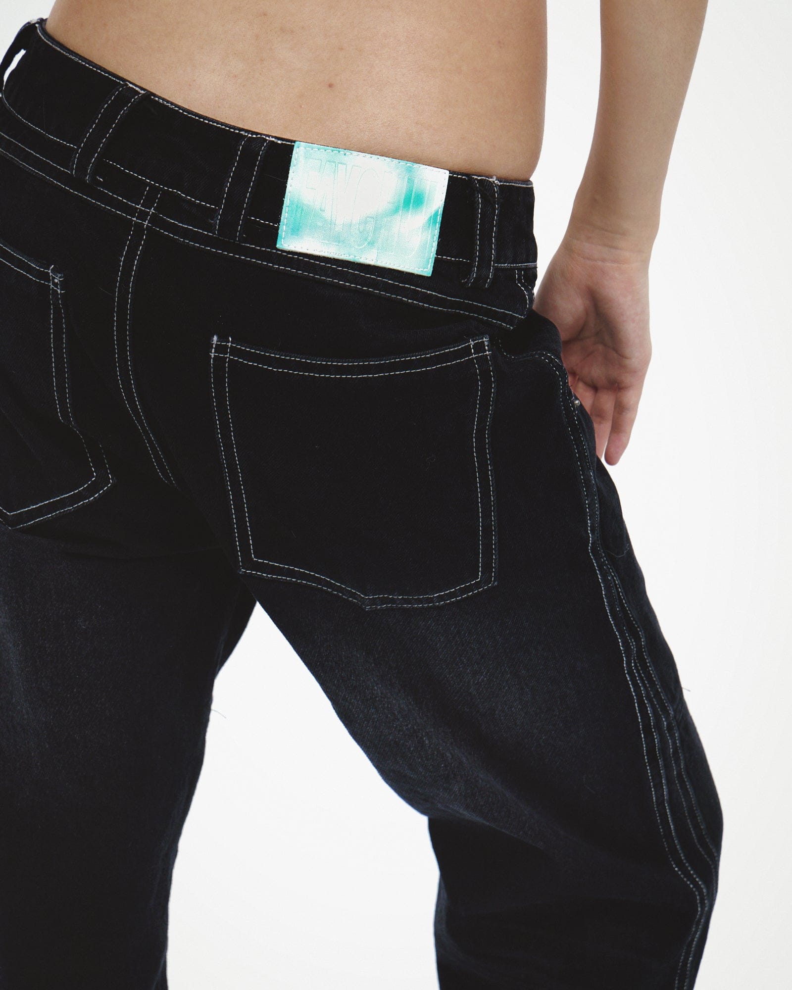 FAYCHUI Asymmetrical Button Fly Bootcut Jeans