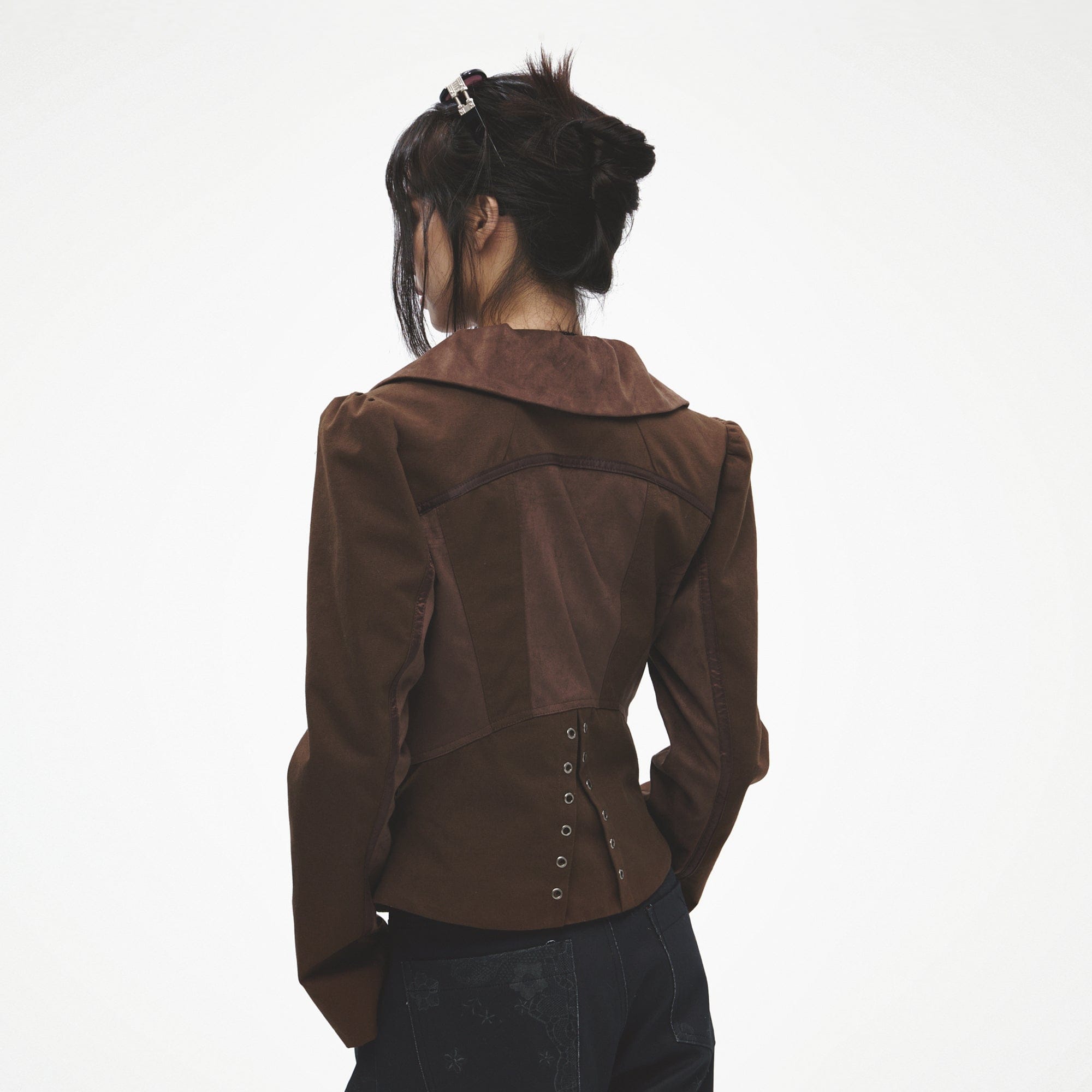 FAYCHUI Retro Pleated Ruffle Collar Jacket