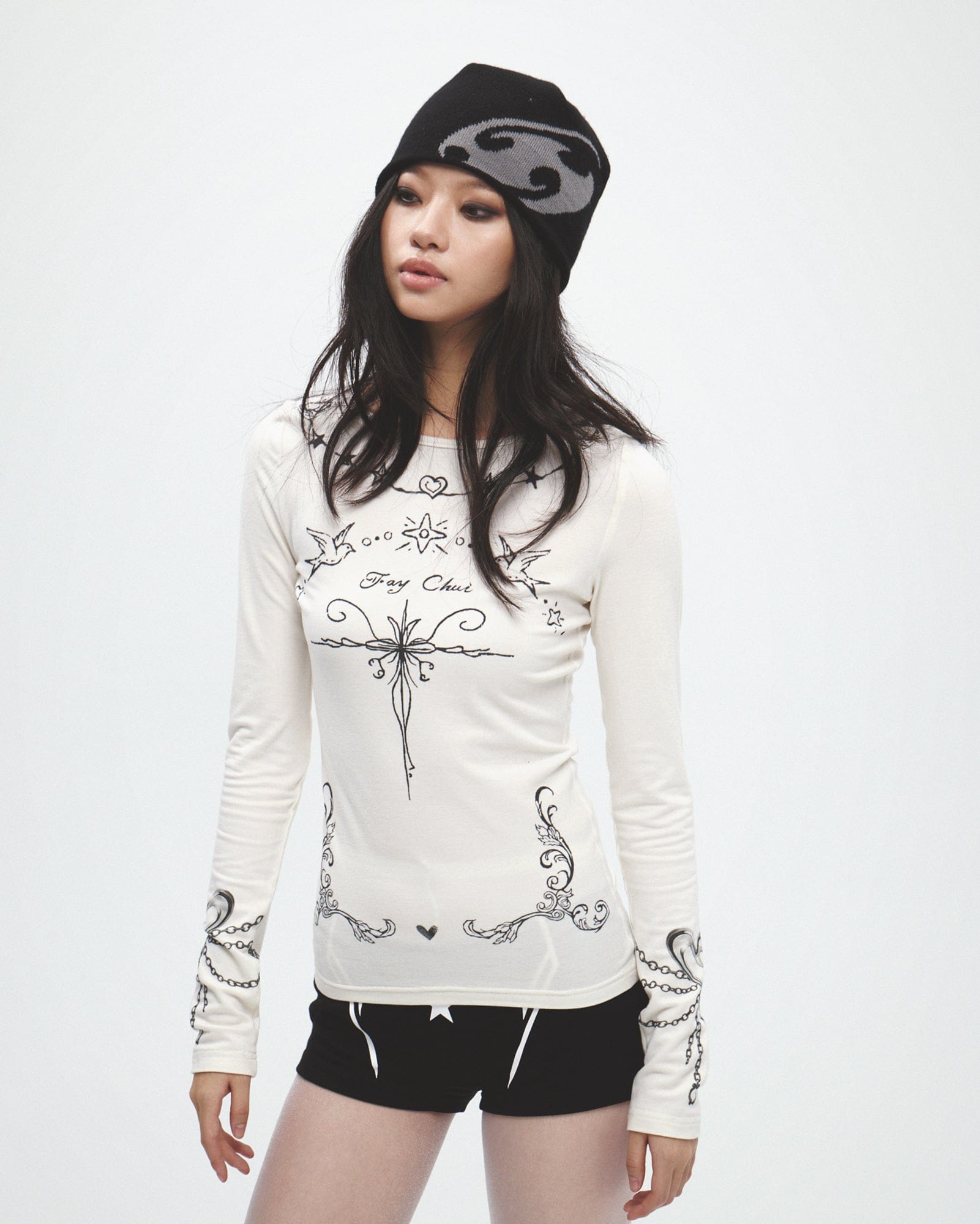 FAYCHUI Sketching Wool-Blend Long Sleeve Tee