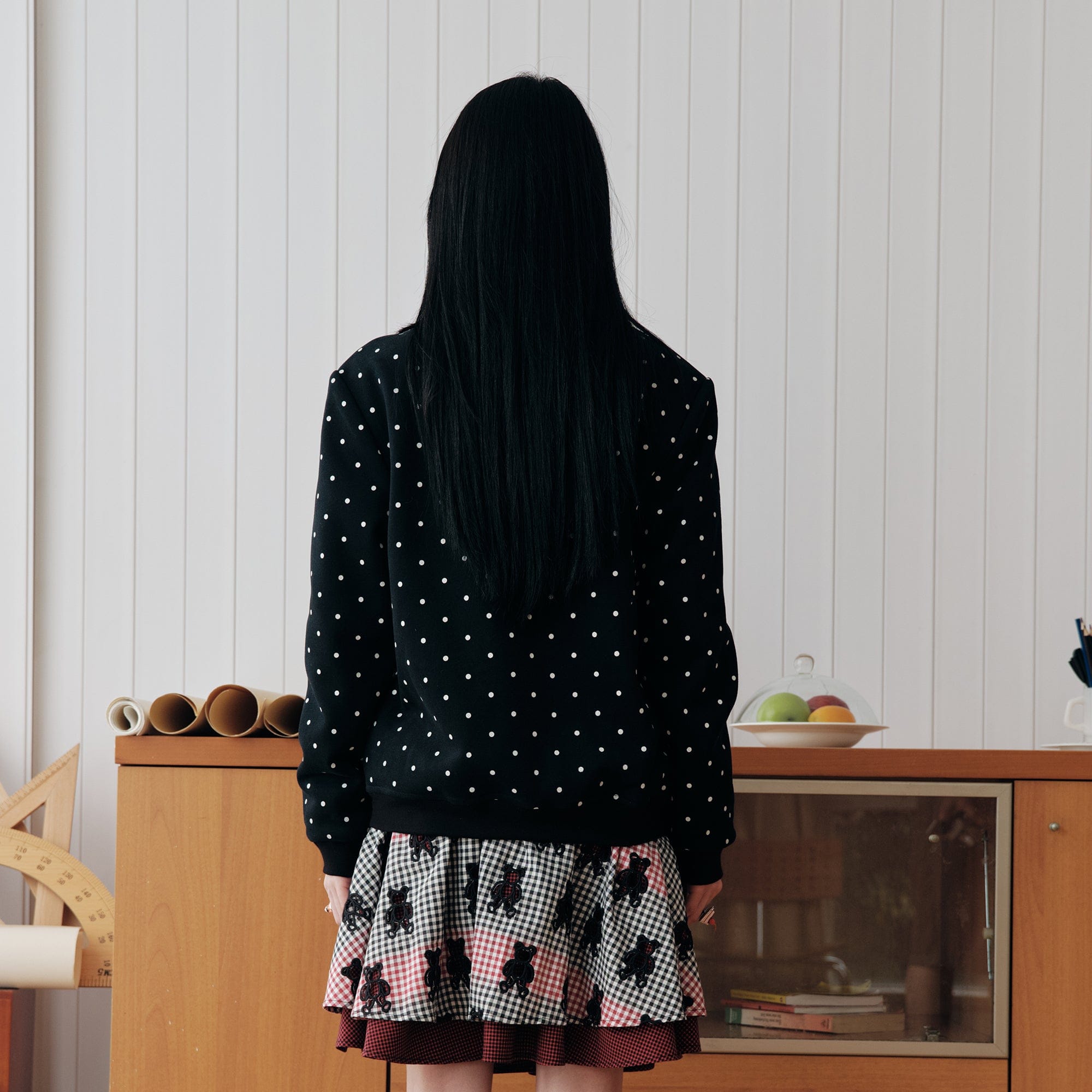 HAVE A MEAL x Sunonebird Polka-Dot Illustrated Fleece Jacket