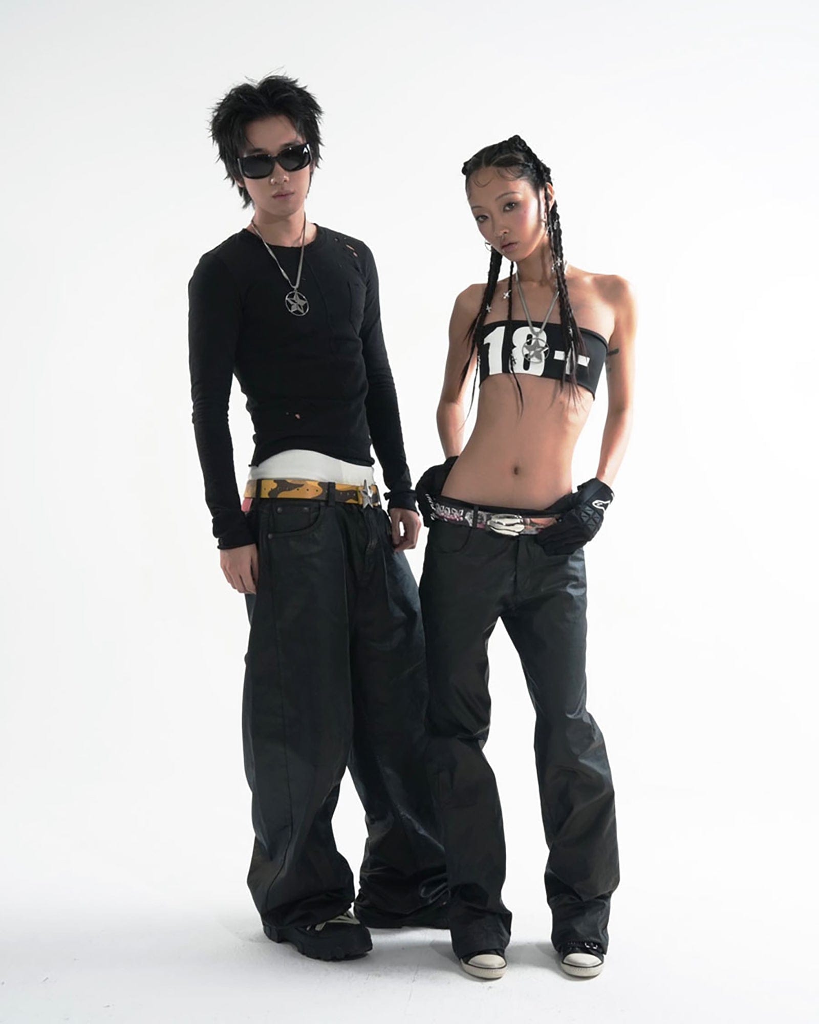 SCHWARZGOLD Star Buckle Camo Leather Belt