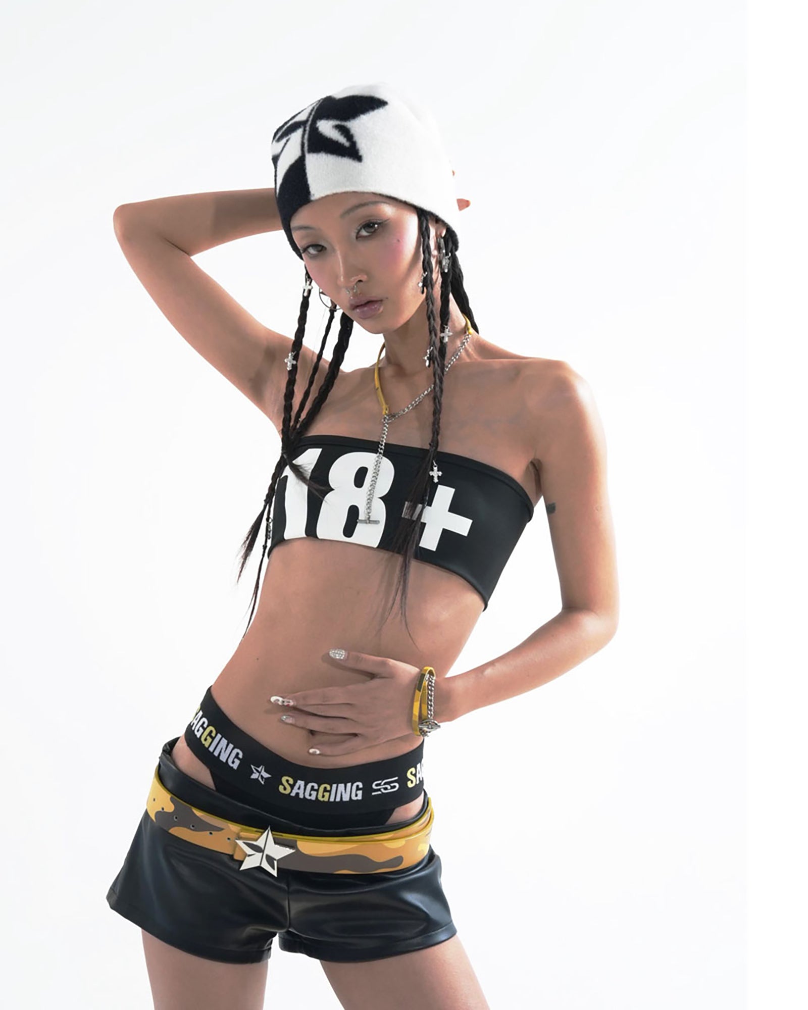 SCHWARZGOLD Star Buckle Camo Leather Belt