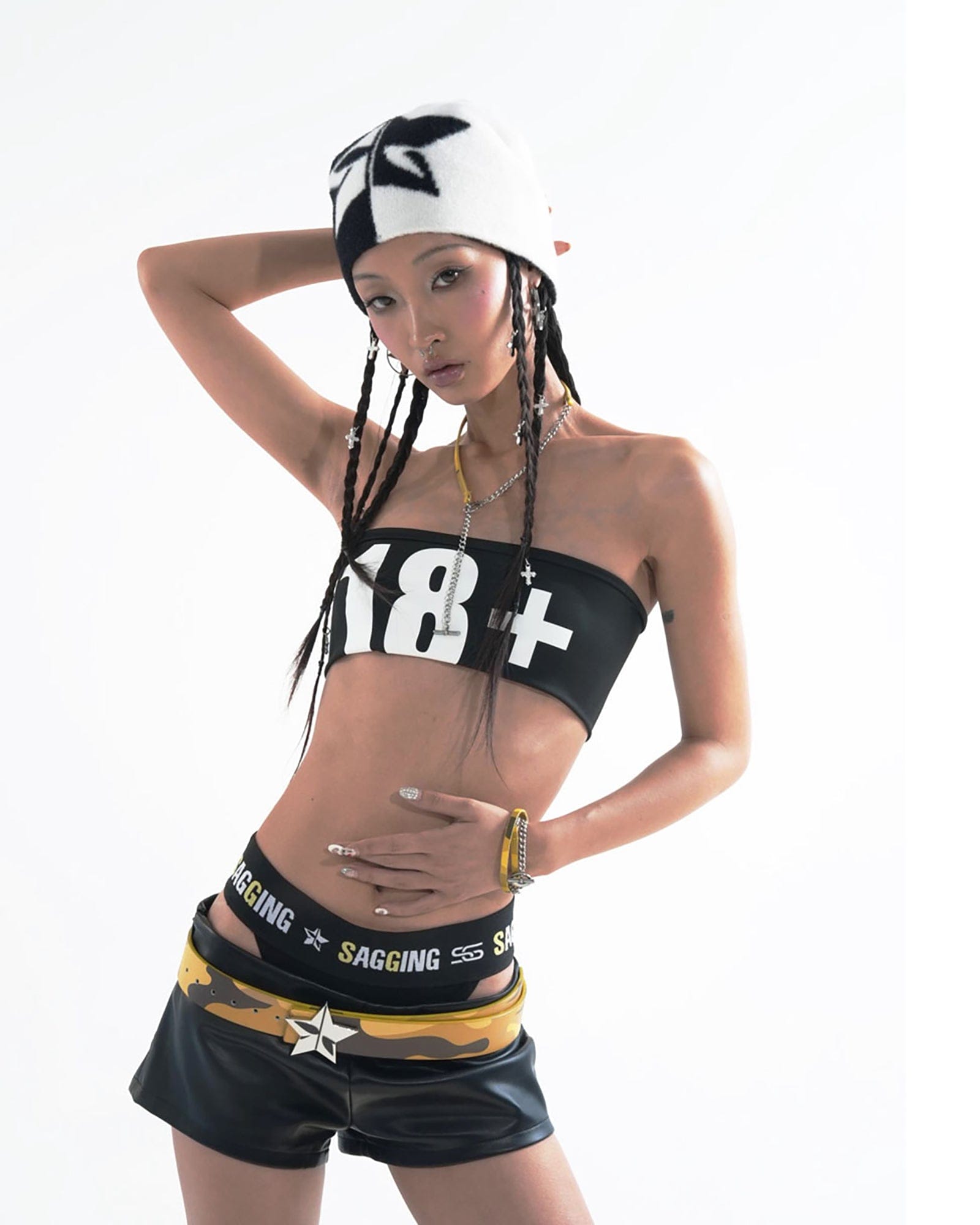 SCHWARZGOLD Star Buckle Camo Leather Belt