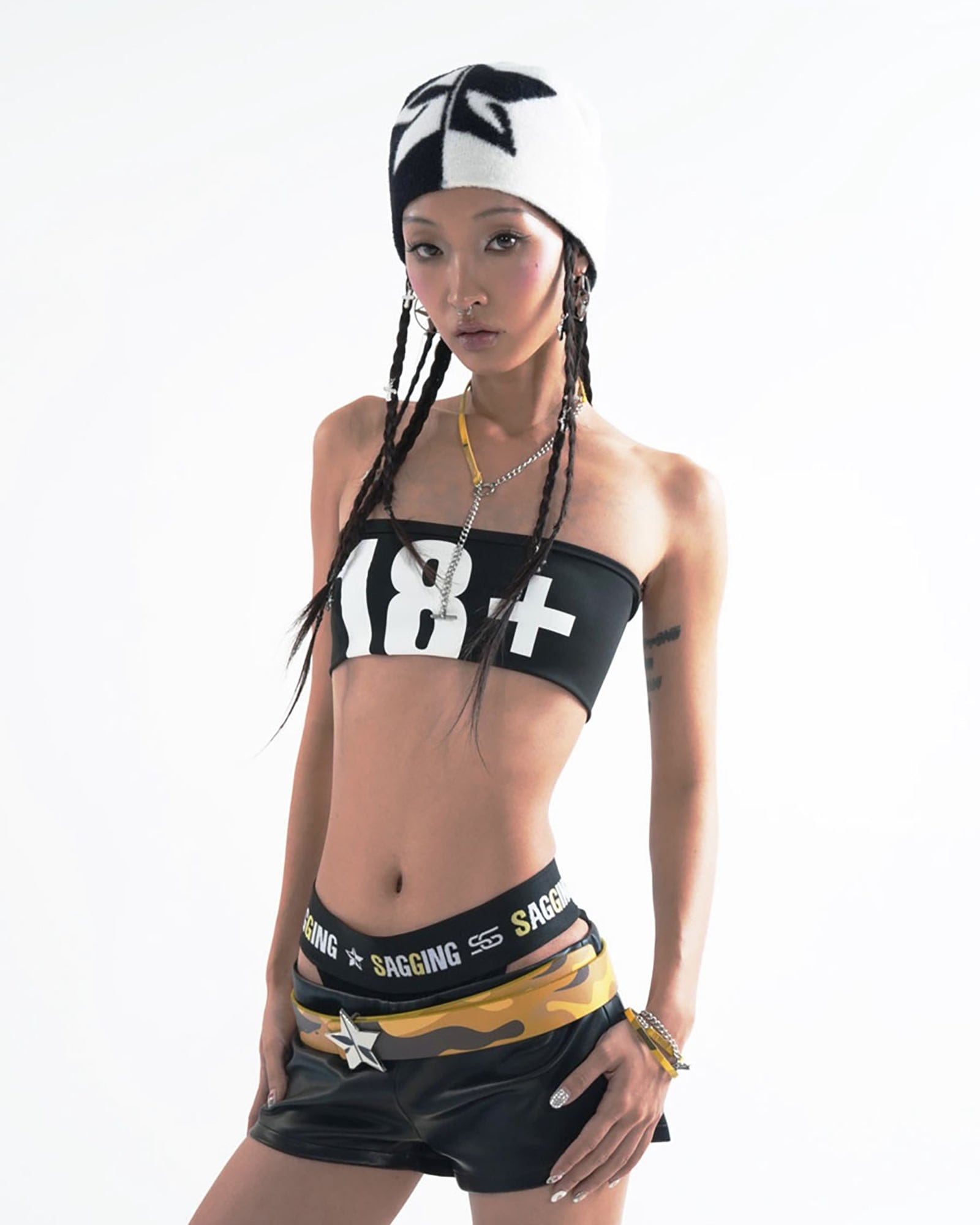 SCHWARZGOLD Star Buckle Camo Leather Belt