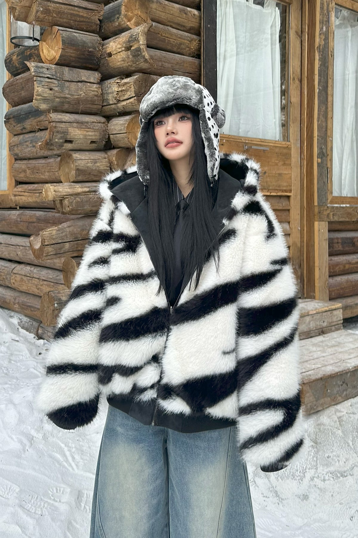 FREE CENTER Reversible Hooded Puffer Jacket