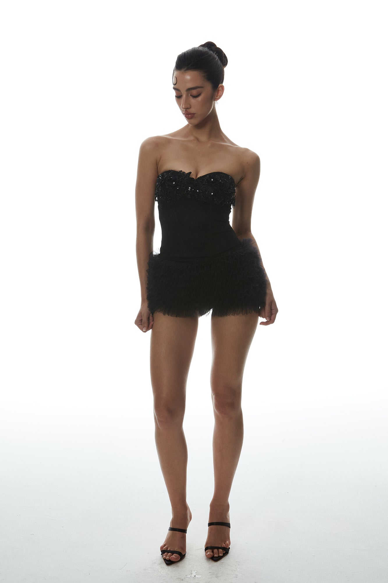 MILLIONLOTUS Embroidered Corset & Hip-Sculpting Mini Skirt Set
