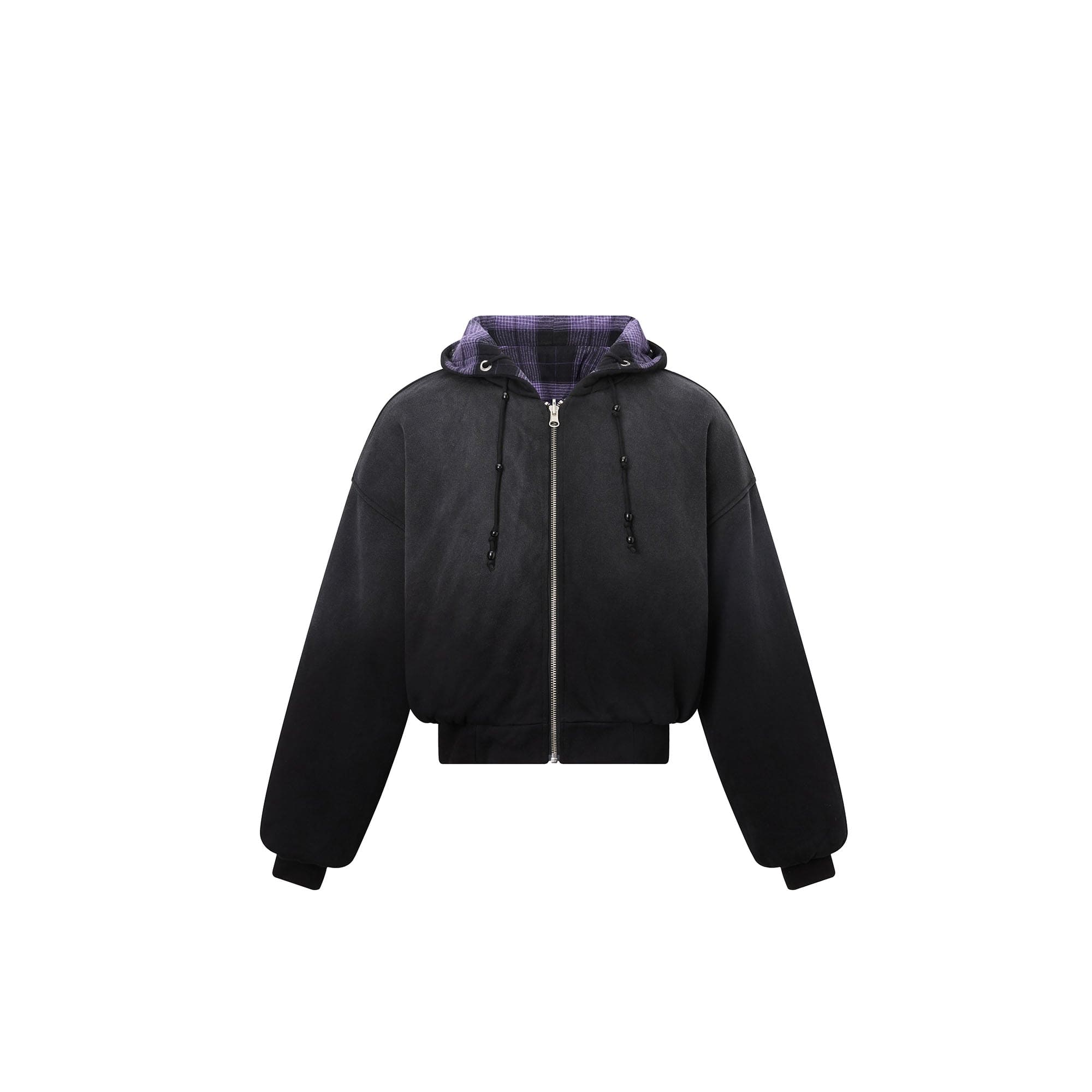 RECOVER ZONE Reversible Check & Solid Hoodie Jacket, premium urban and streetwear designers apparel on PROJECTISR.com, RECOVER ZONE