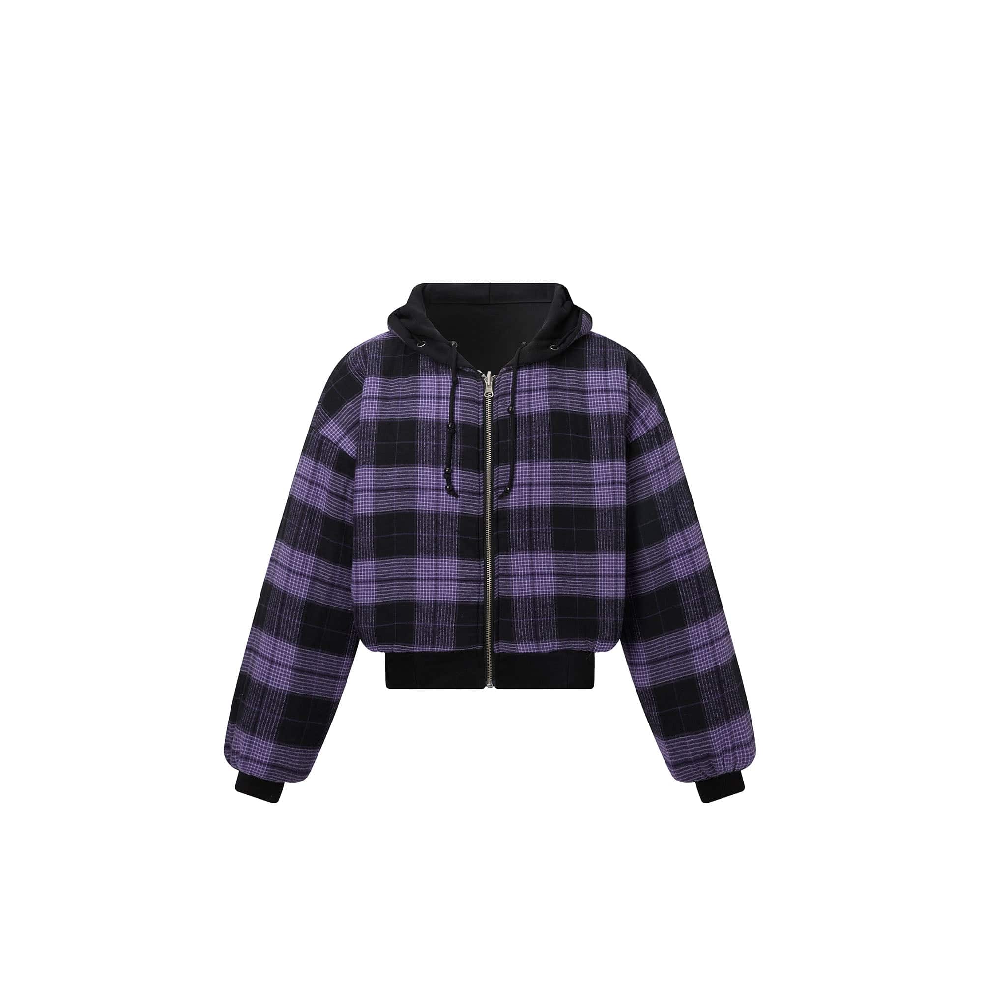 RECOVER ZONE Reversible Check & Solid Hoodie Jacket, premium urban and streetwear designers apparel on PROJECTISR.com, RECOVER ZONE