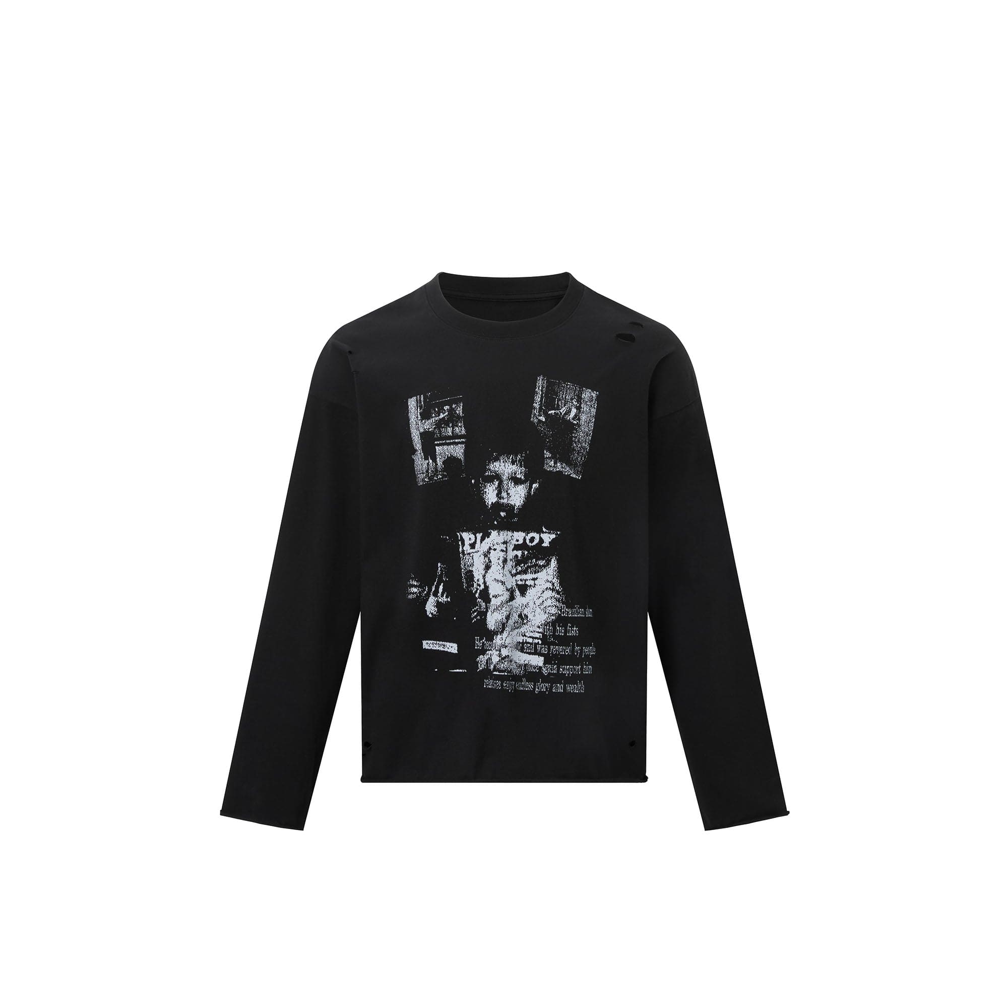 RECOVER ZONE Distressed Graphic Long Sleeve Tee, premium urban and streetwear designers apparel on PROJECTISR.com, RECOVER ZONE