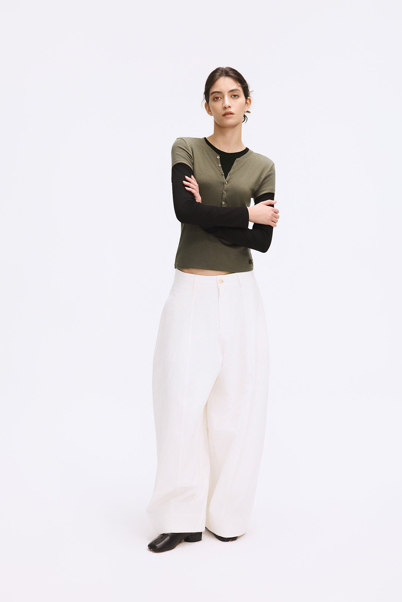 ARTIFICIAL WORLD Essential Oversized Curved-Leg Pants