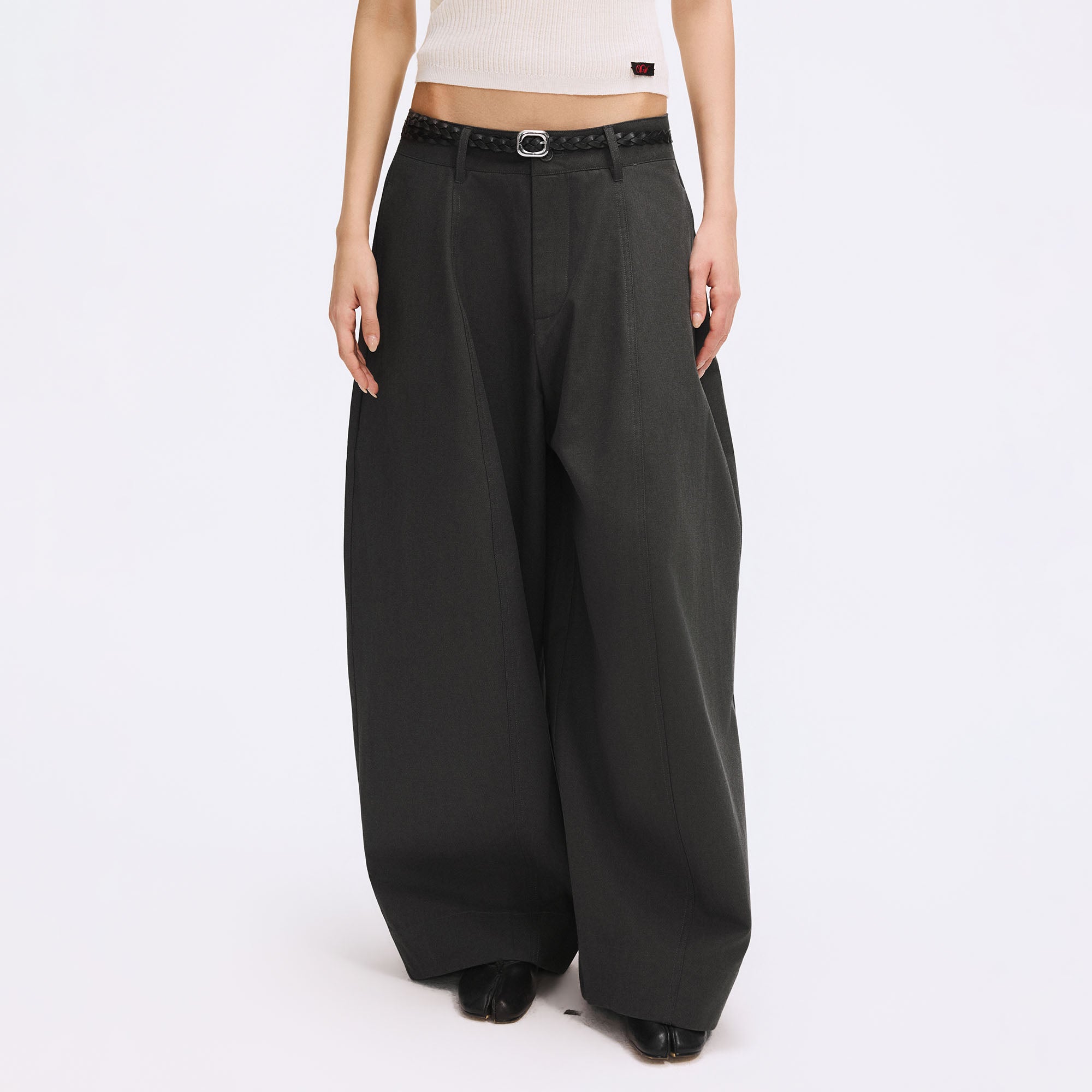 ARTIFICIAL WORLD Essential Oversized Curved-Leg Pants