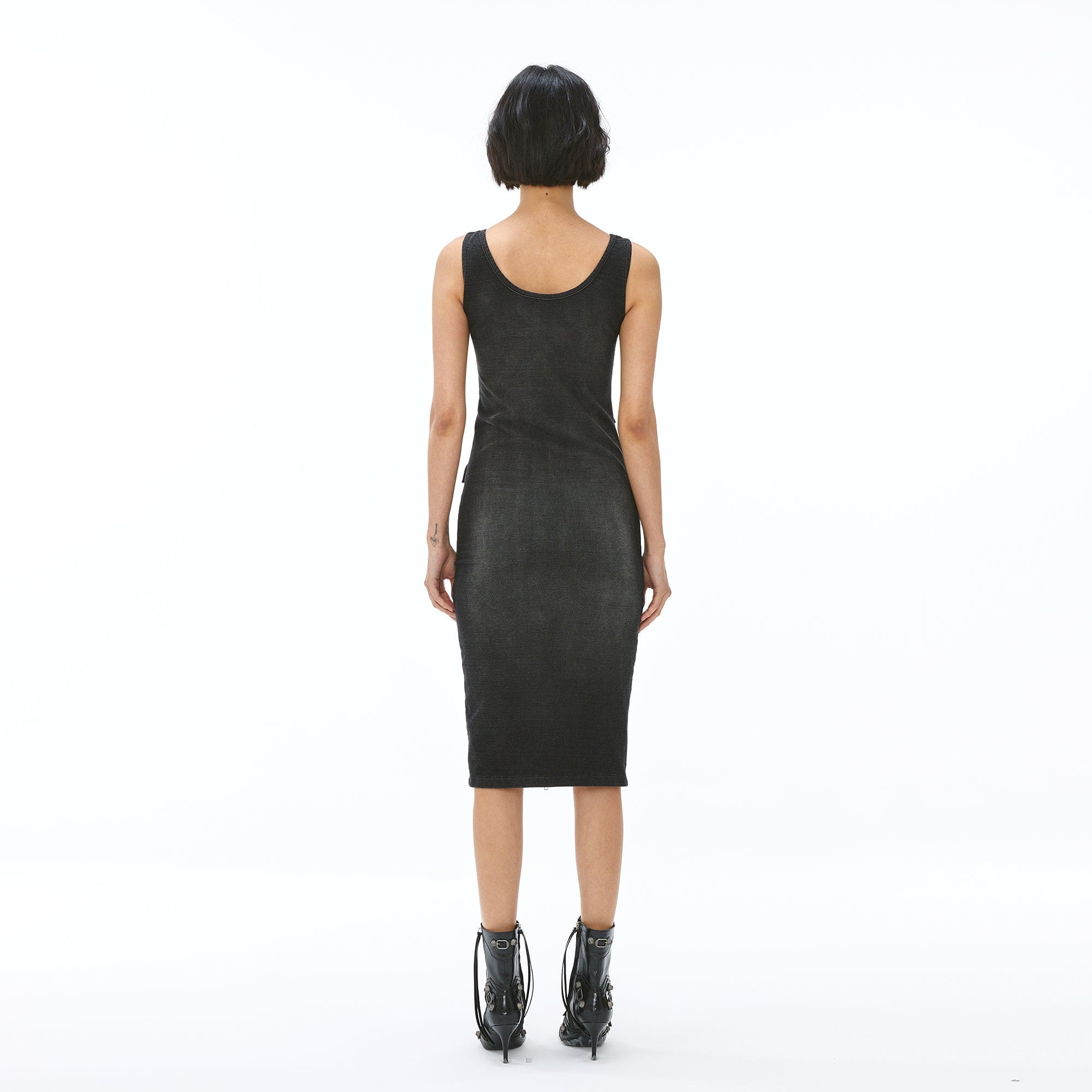 VANN VALRENCE Washed Utility Zip-Up Tank Dress