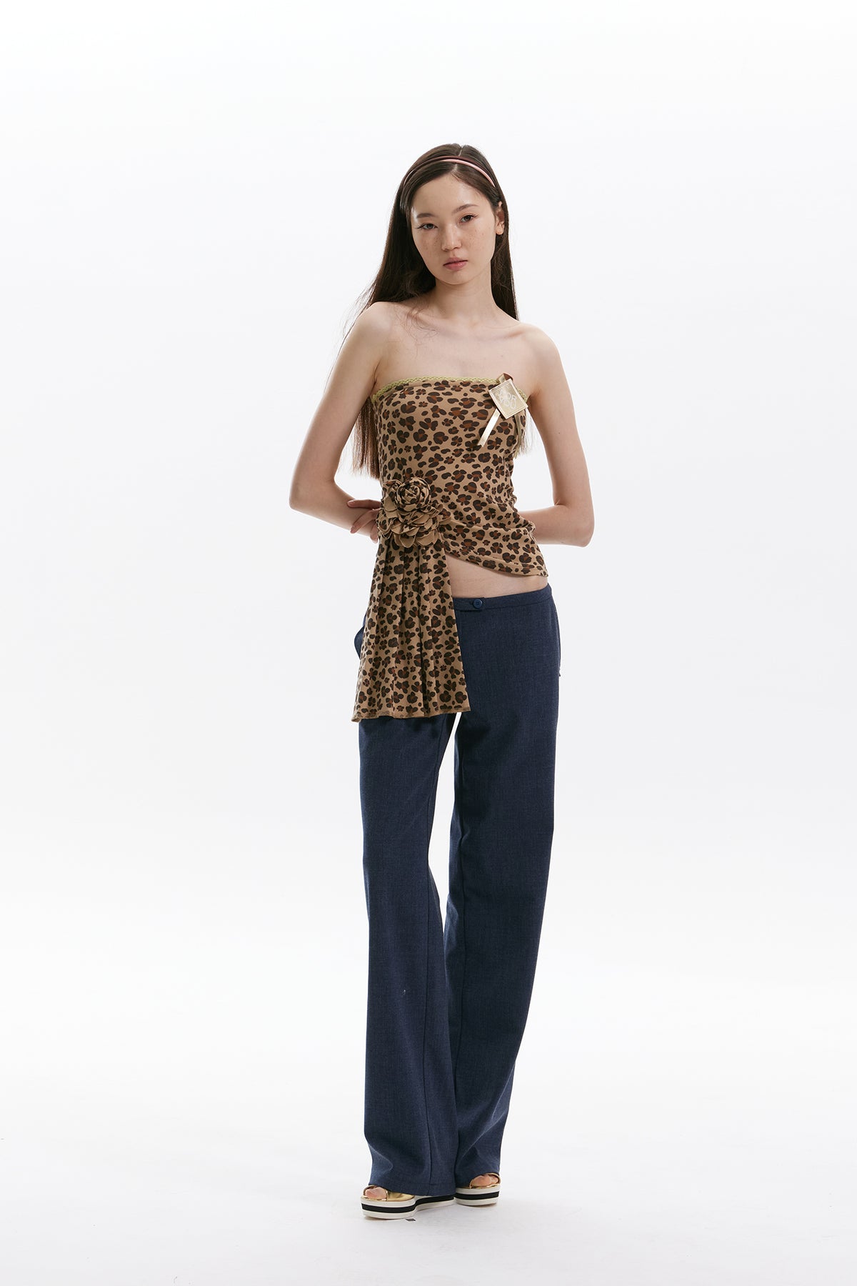 9266 STUDIO Rosette Draped Tube Top