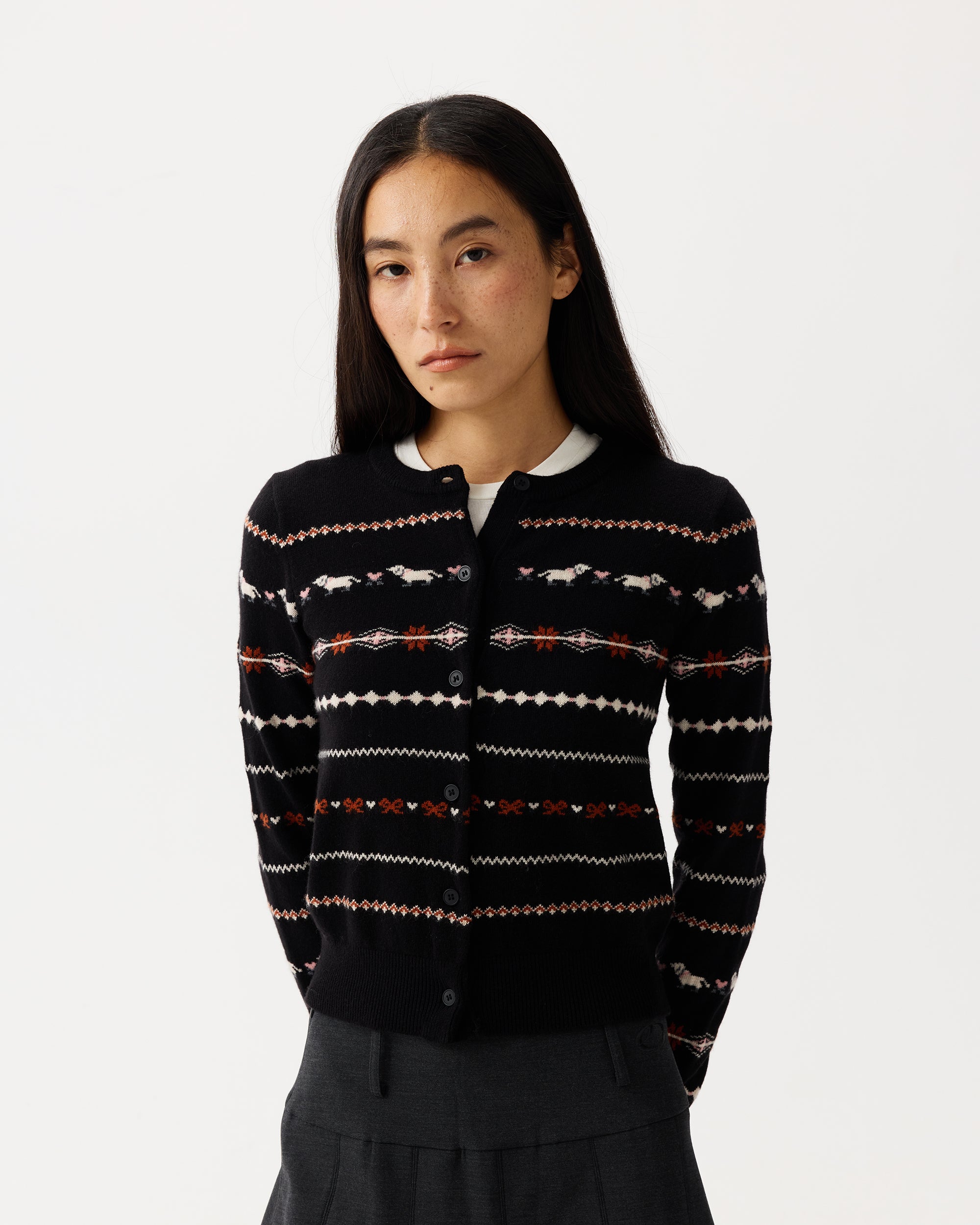 PCLA Fair Isle Puppy Wool-Blend Cardigan