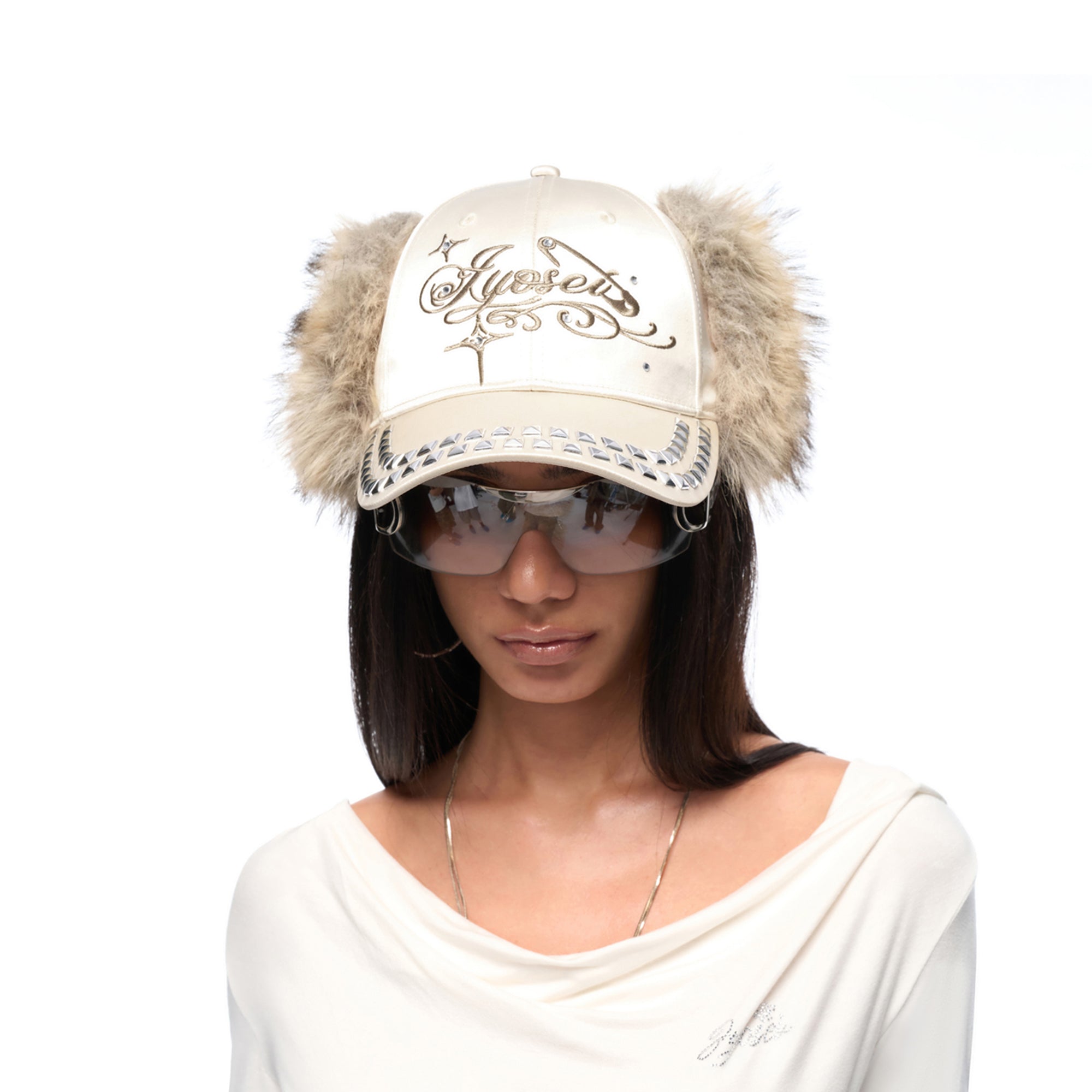 JYOSEI Script Logo Ear-Flap Baseball Cap