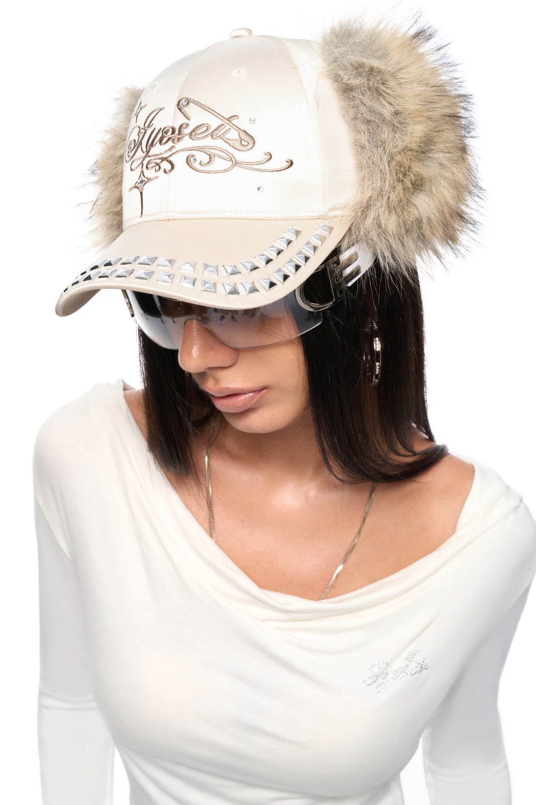 JYOSEI Script Logo Ear-Flap Baseball Cap