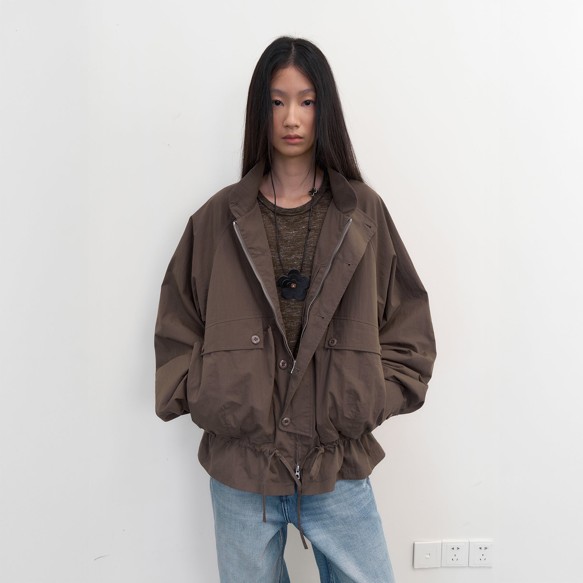 NEVERSEEZ Storm-Flap Drawstring Utility Jacket