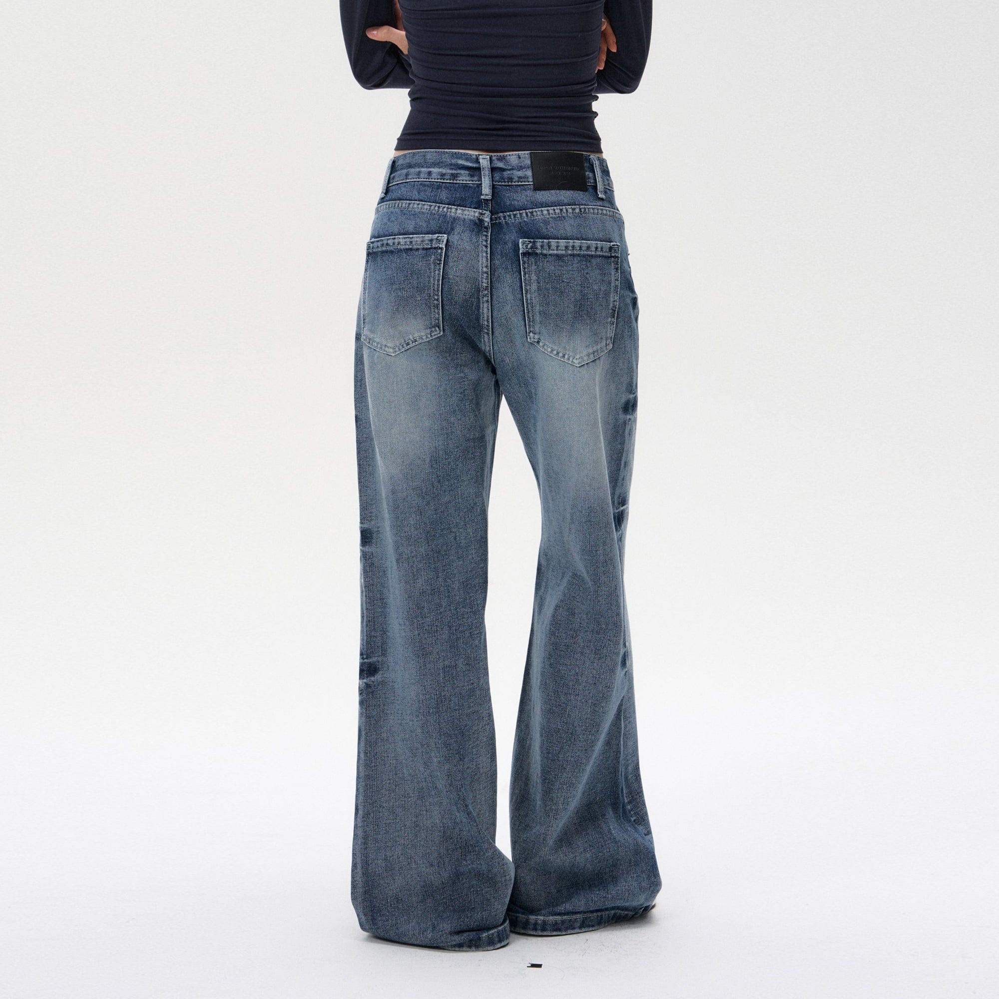 10AMSOTIIIIIIRED Washed Side-Crack Whisker Straight Jeans