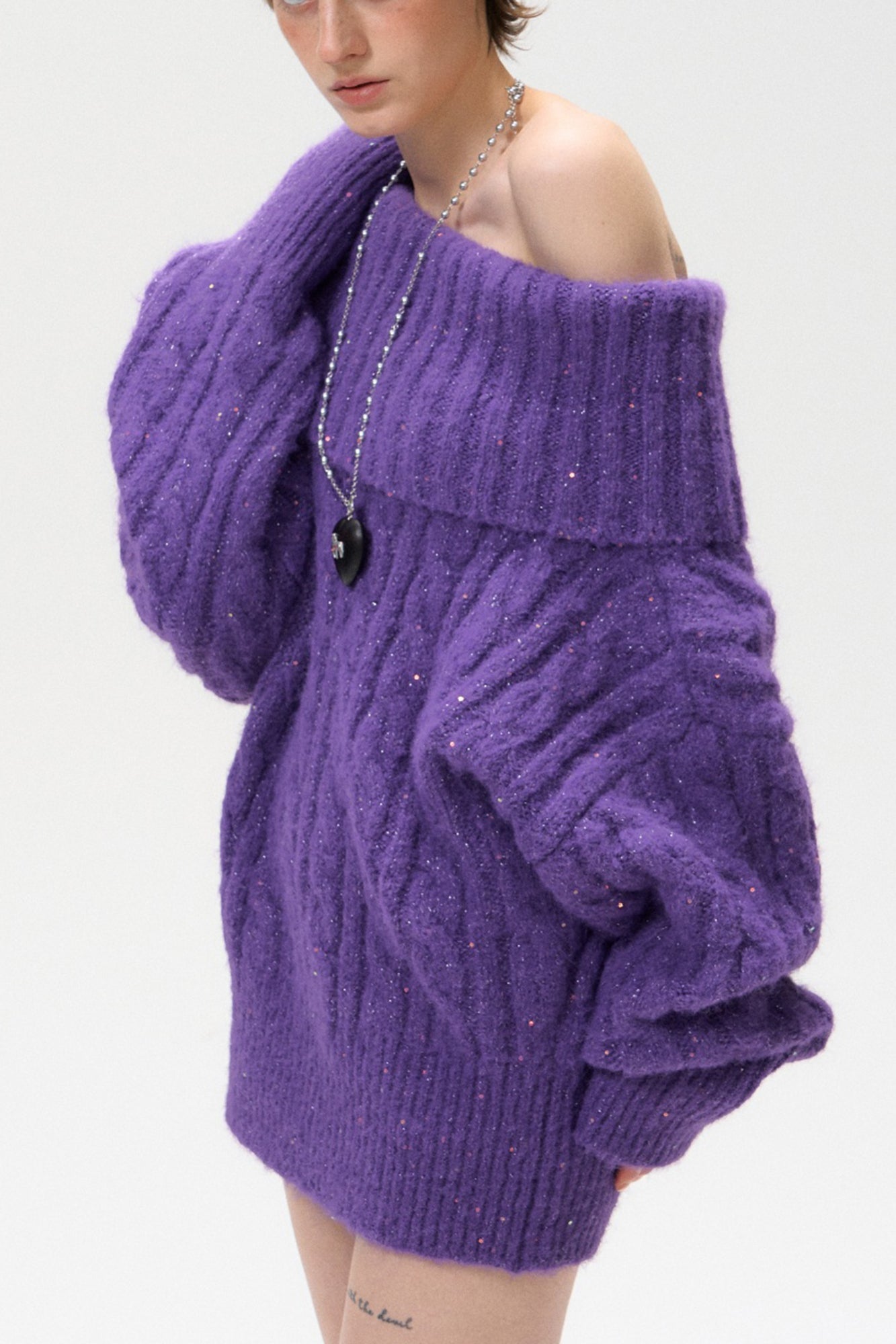 10AMSOTIIIIIIRED Fold-Over Cable Knit Sweater