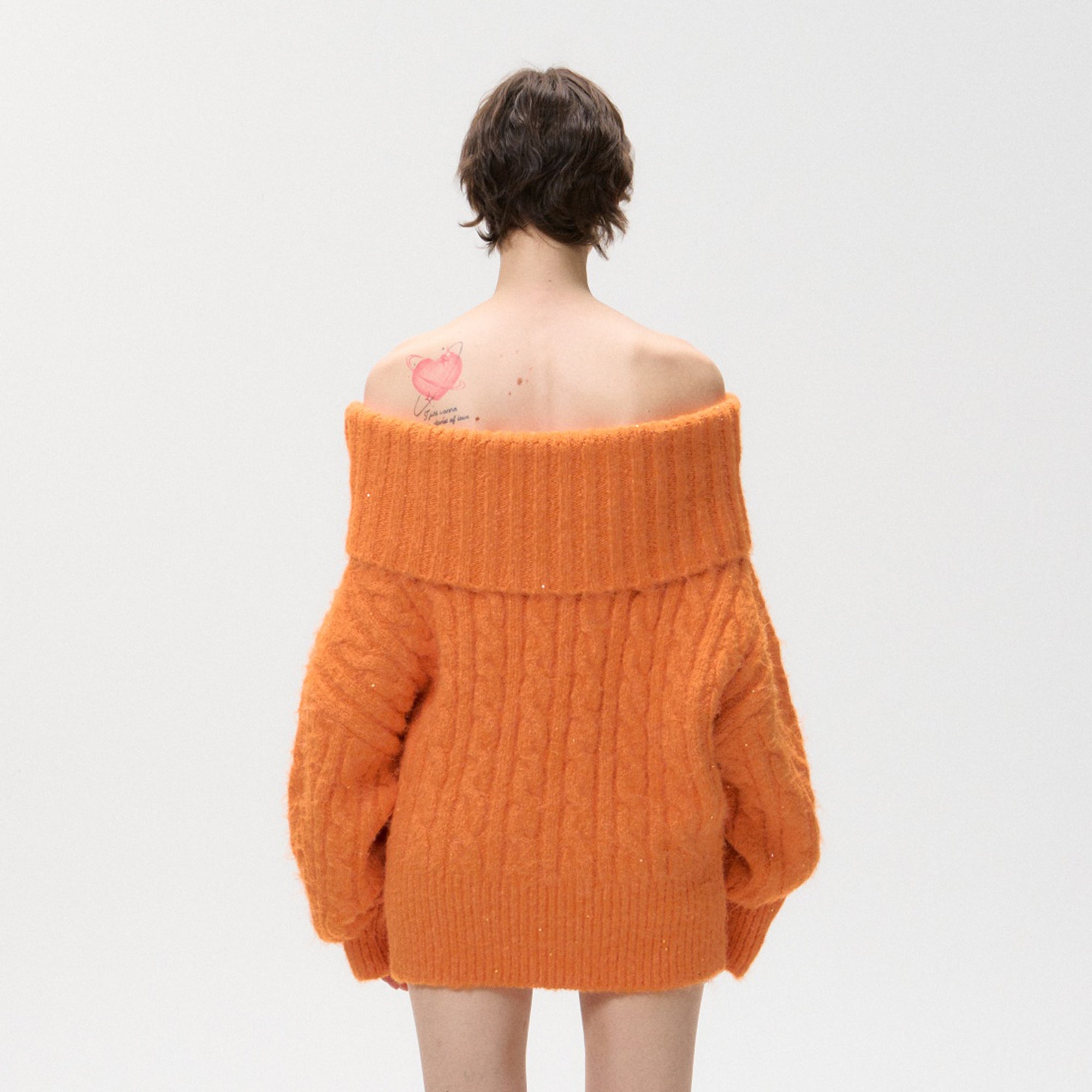 10AMSOTIIIIIIRED Fold-Over Cable Knit Sweater