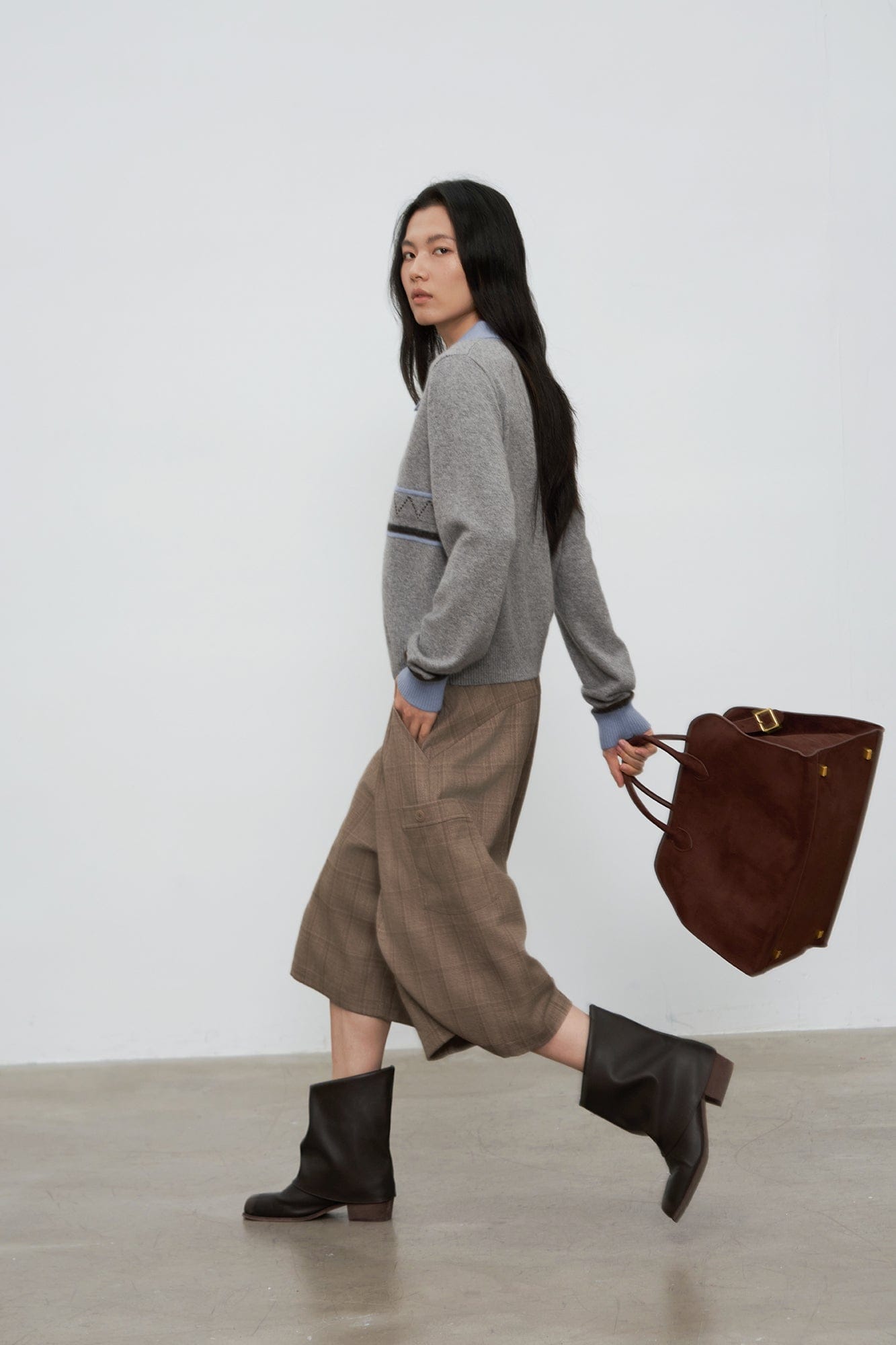 SAME FLOW Faux-Layered Knit Polo Sweater