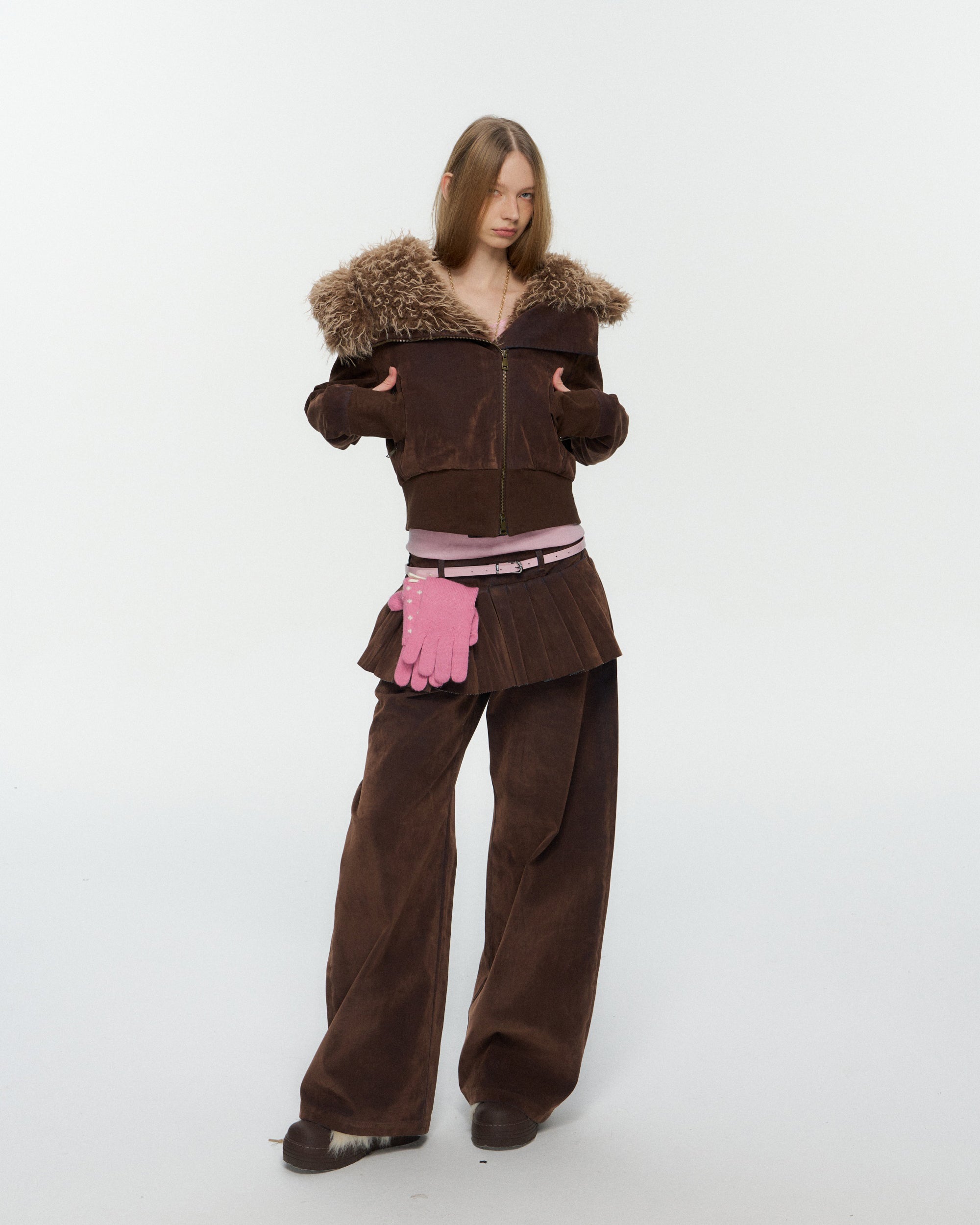 10AMSOTIIIIIIRED Frayed-Front Pleated Straight Jeans