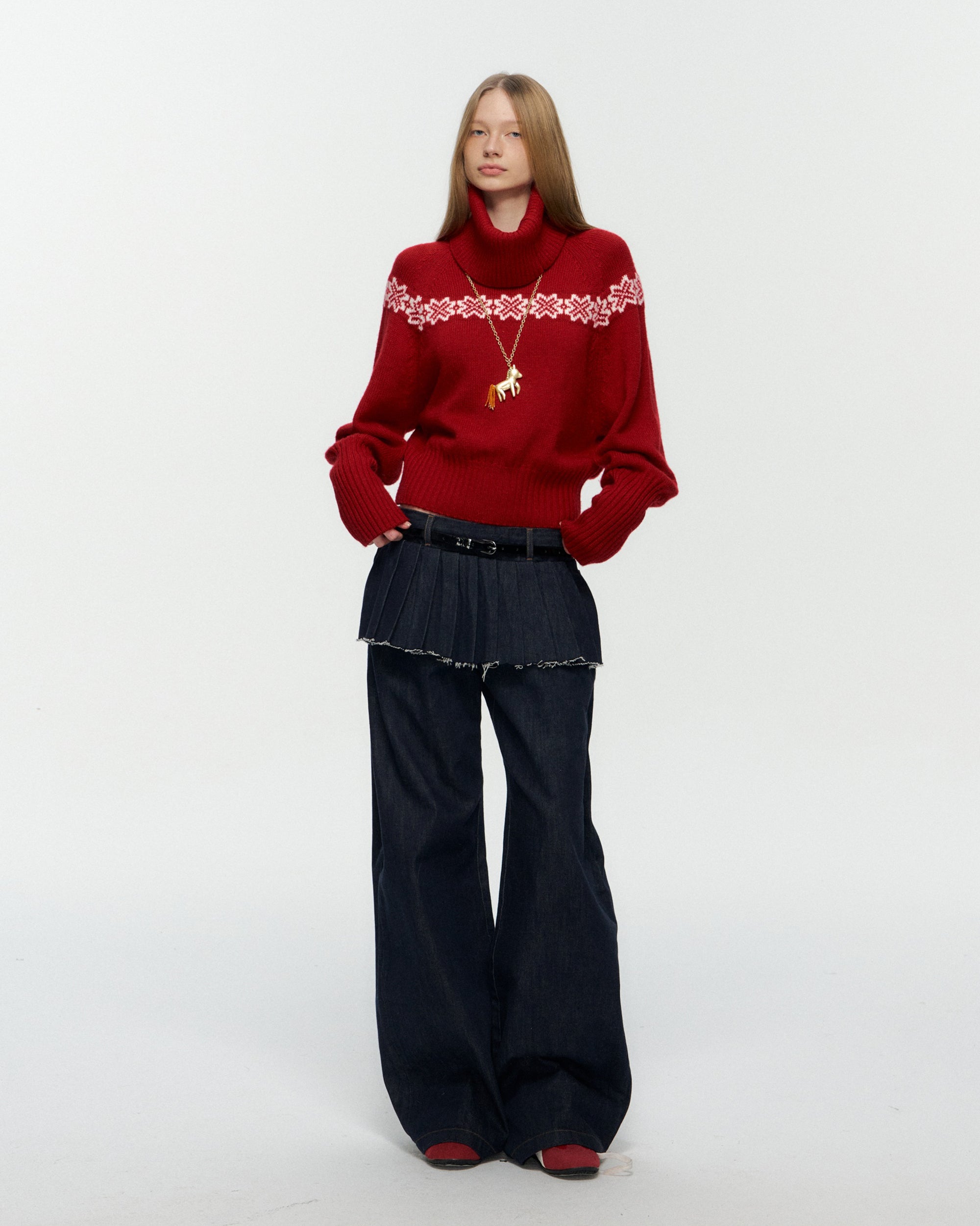 10AMSOTIIIIIIRED Frayed-Front Pleated Straight Jeans