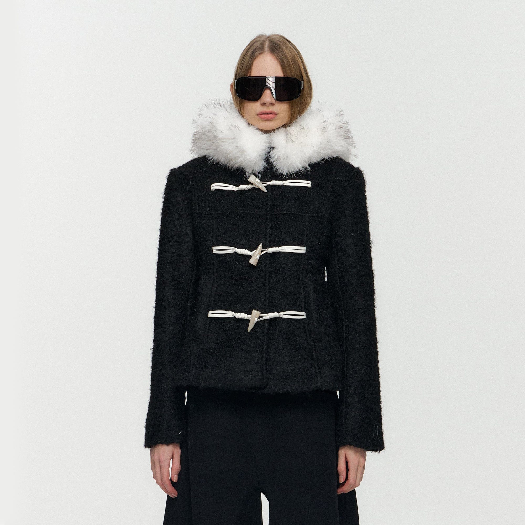 10AMSOTIIIIIIRED Contrast Toggle Wool-Blend Hooded Jacket
