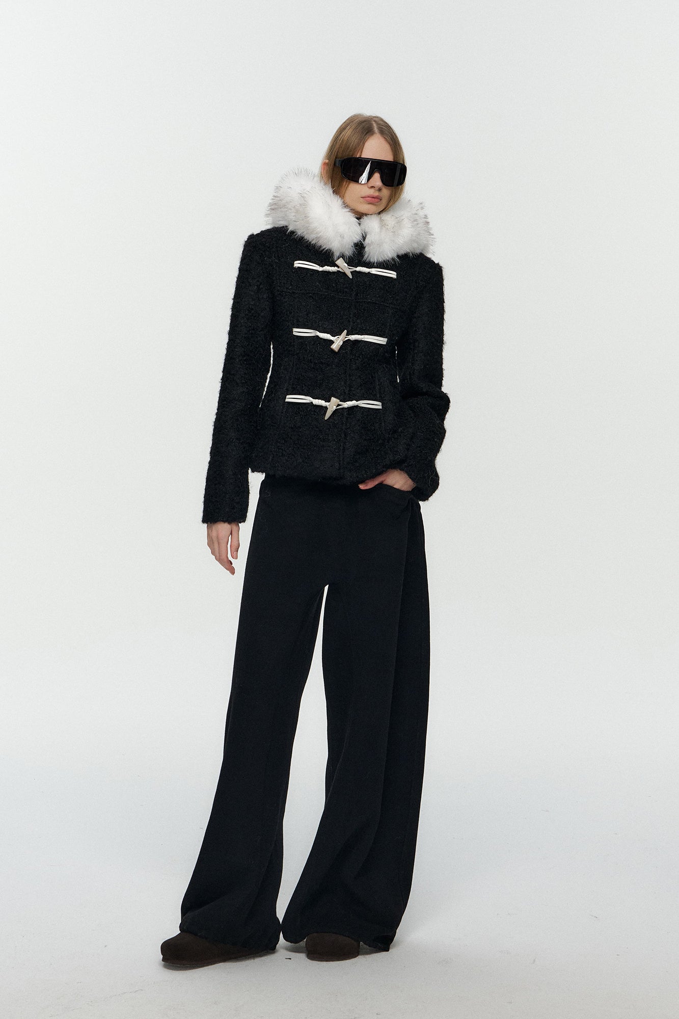 10AMSOTIIIIIIRED Contrast Toggle Wool-Blend Hooded Jacket