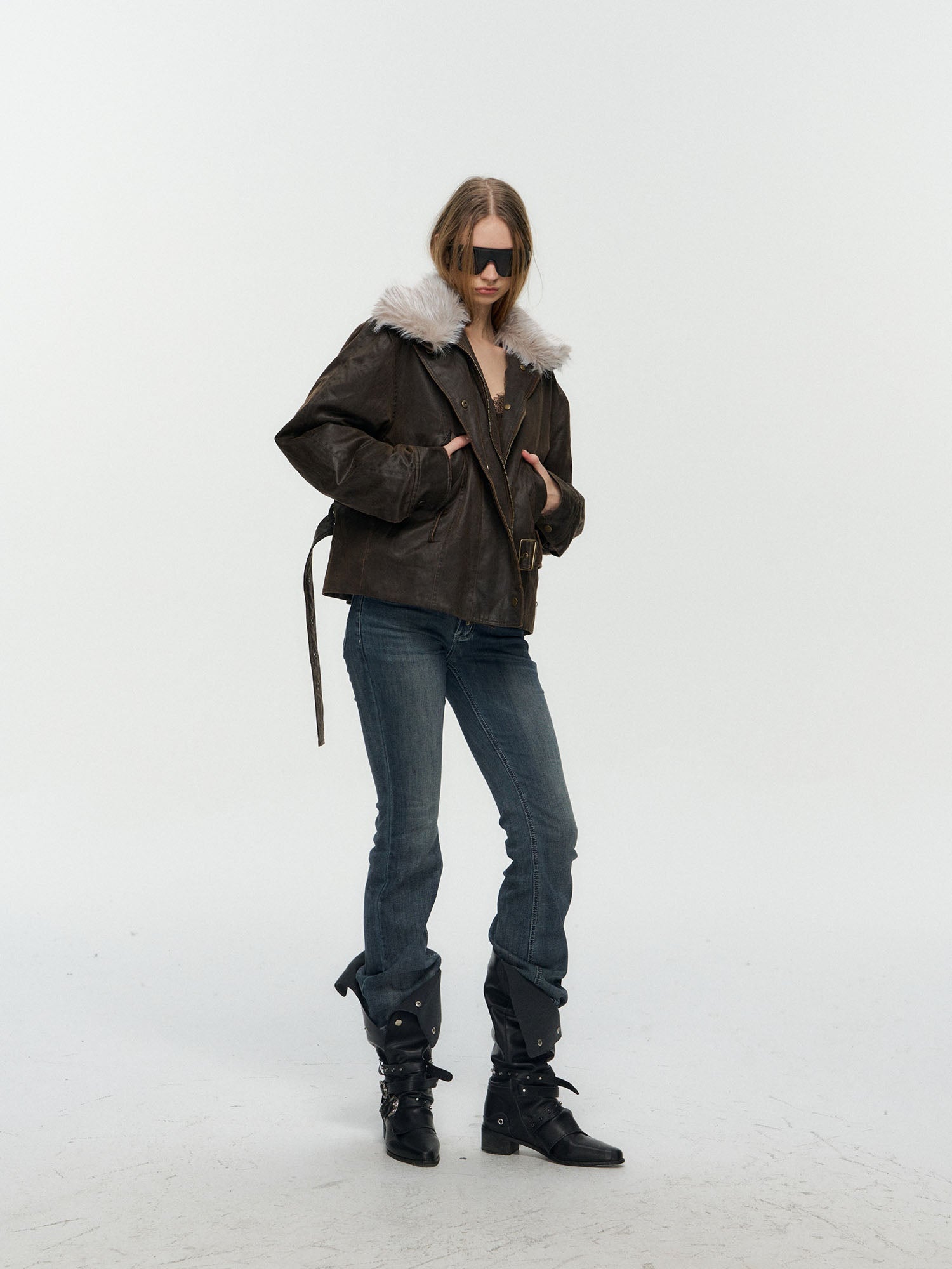 10AMSOTIIIIIIRED Detachable Down-Lined Belted Parka Jacket