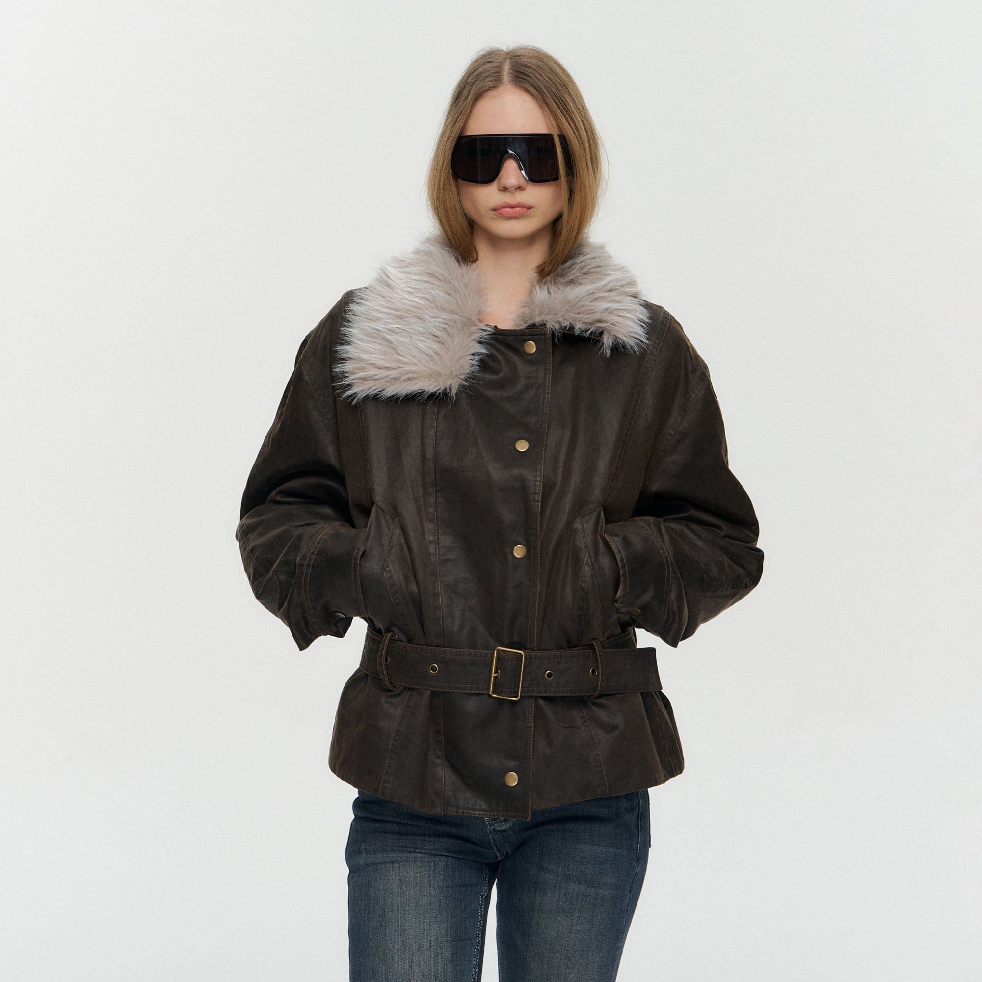 10AMSOTIIIIIIRED Detachable Down-Lined Belted Parka Jacket