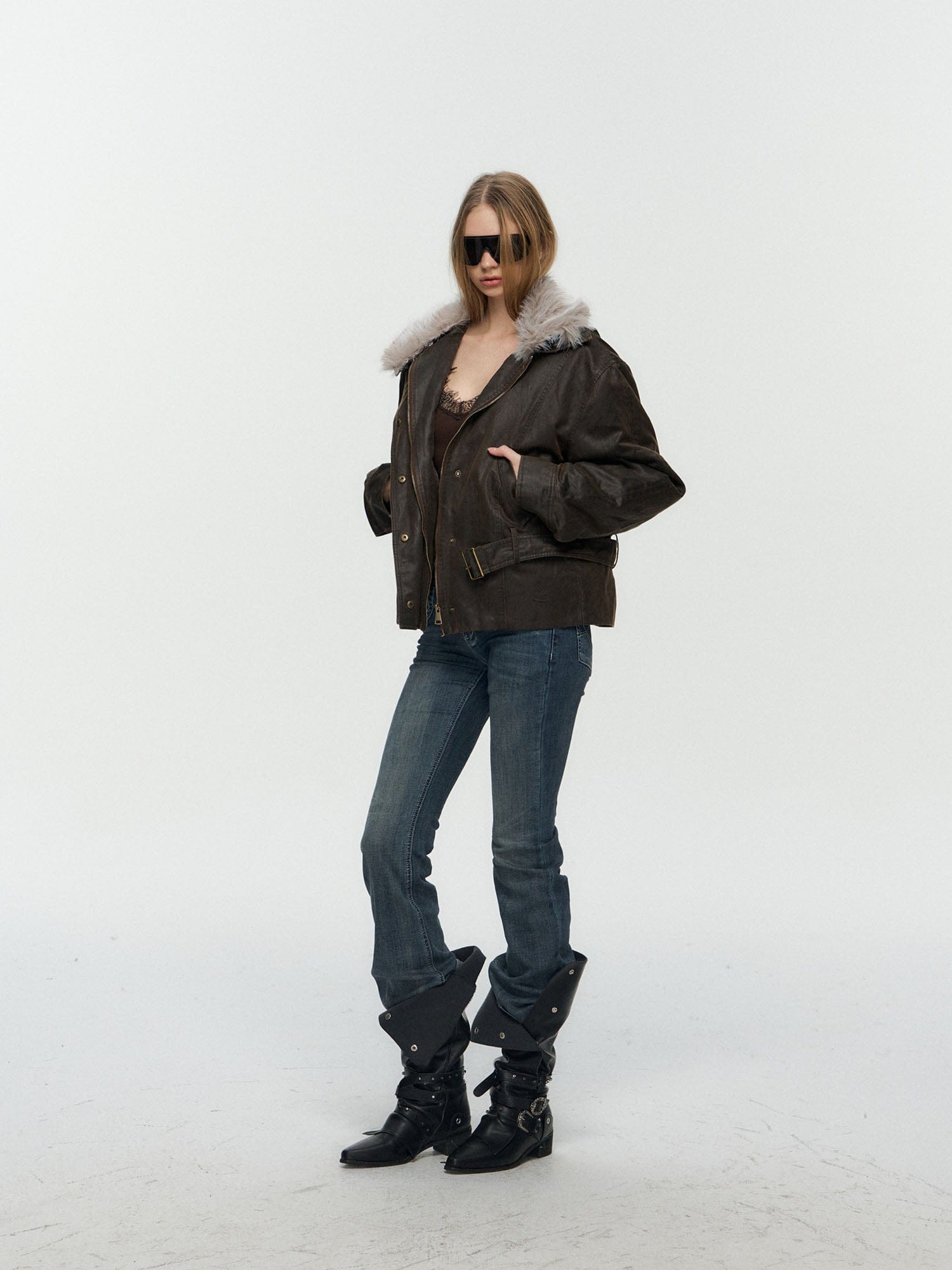 10AMSOTIIIIIIRED Detachable Down-Lined Belted Parka Jacket