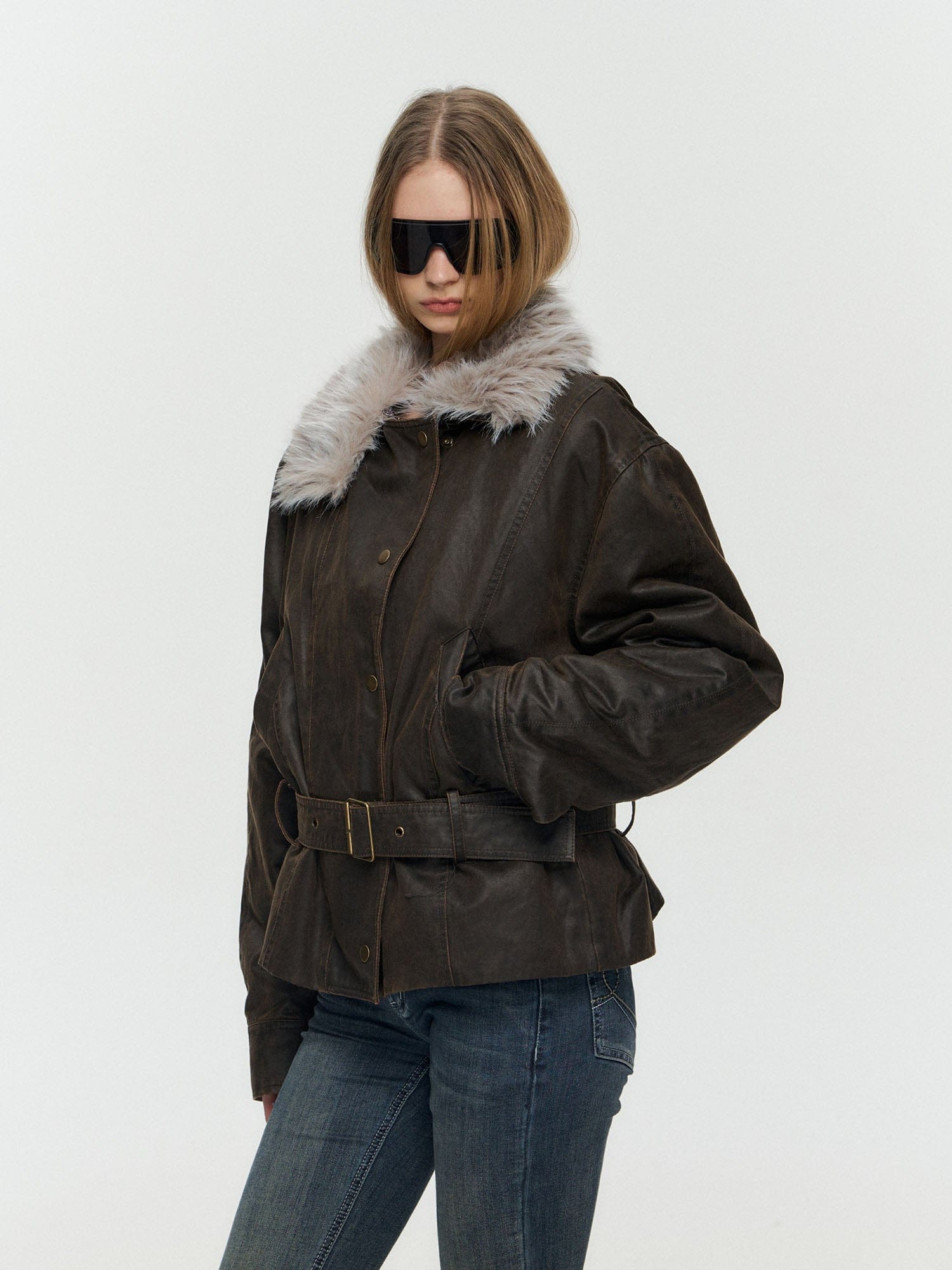 10AMSOTIIIIIIRED Detachable Down-Lined Belted Parka Jacket