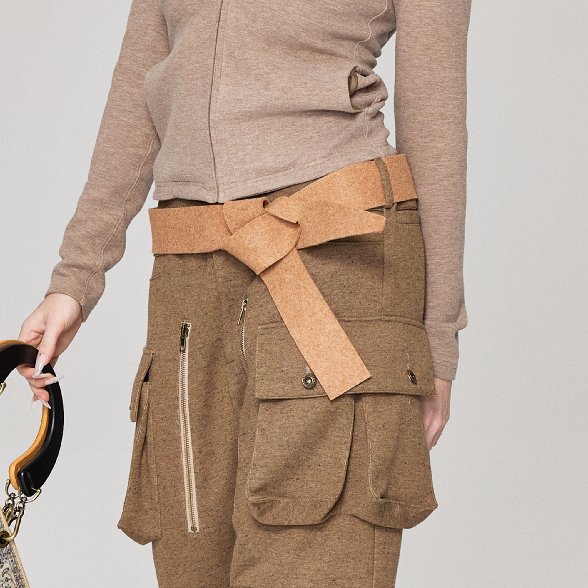 VERSION9 Wide Tie Wool-Blend Belt