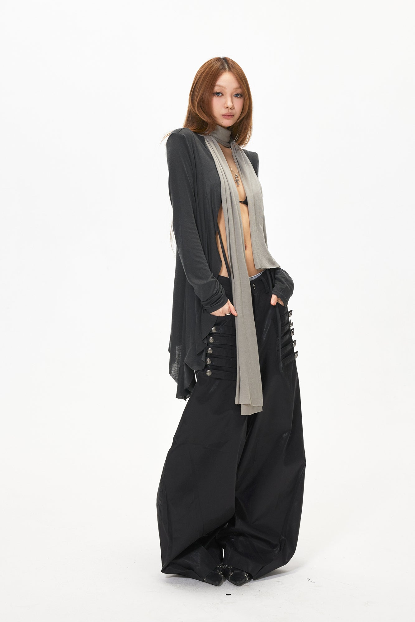 3MODE Button Tab Wide-Leg Pants