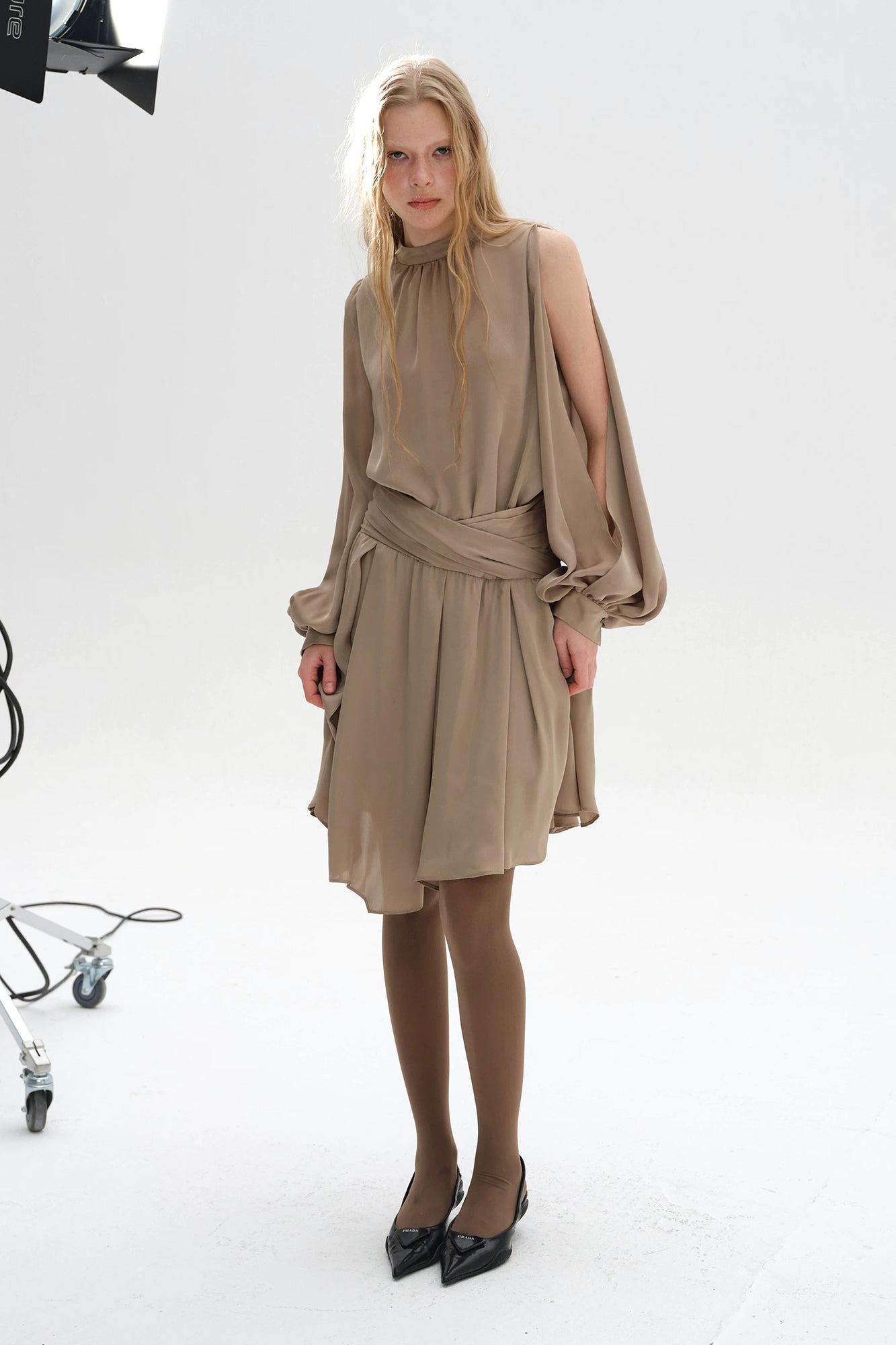 LAYERS Mock-Neck Split-Sleeve Blouse