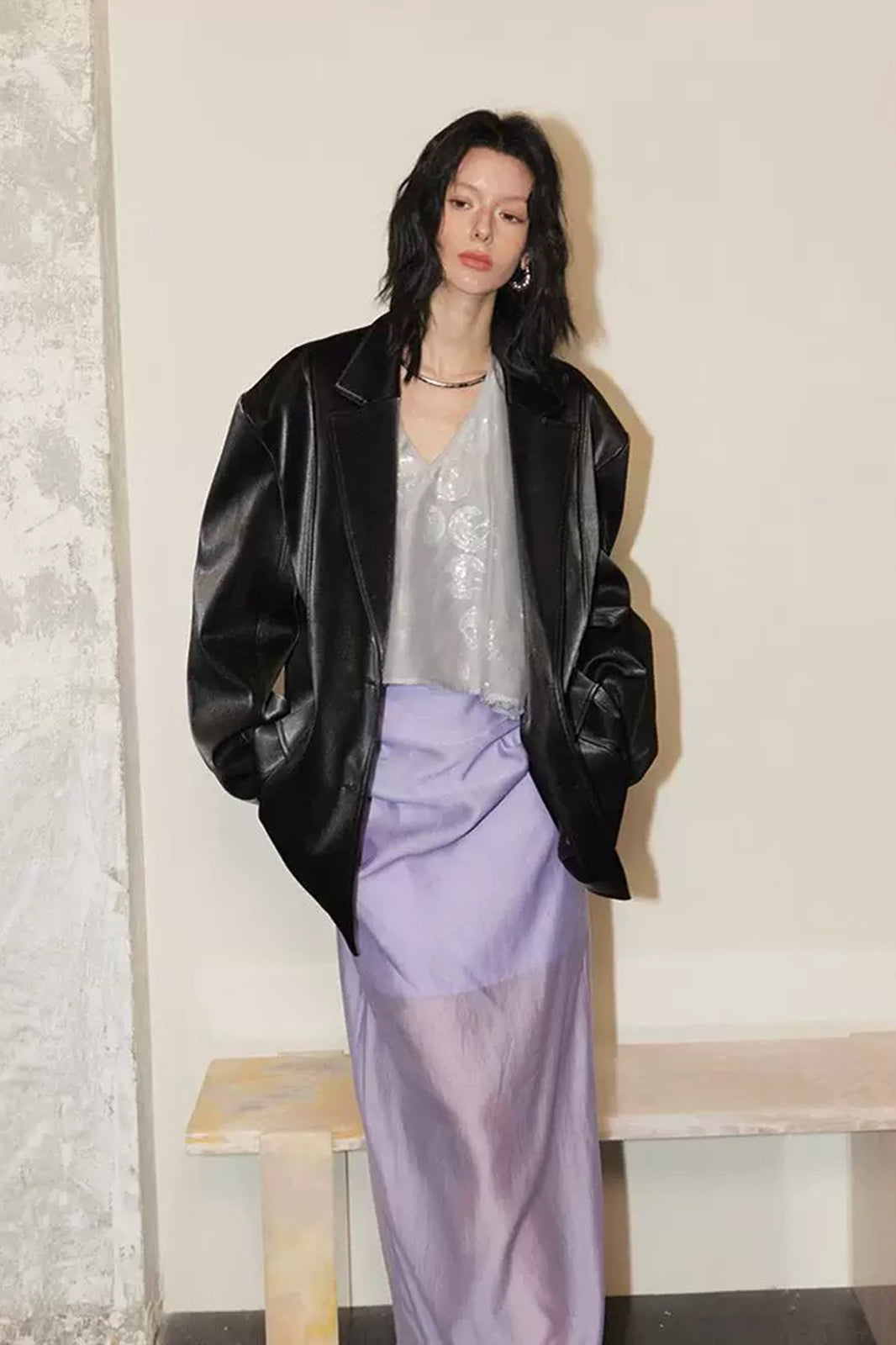 LAYERS Essential Draped Side-Slit Maxi Skirt