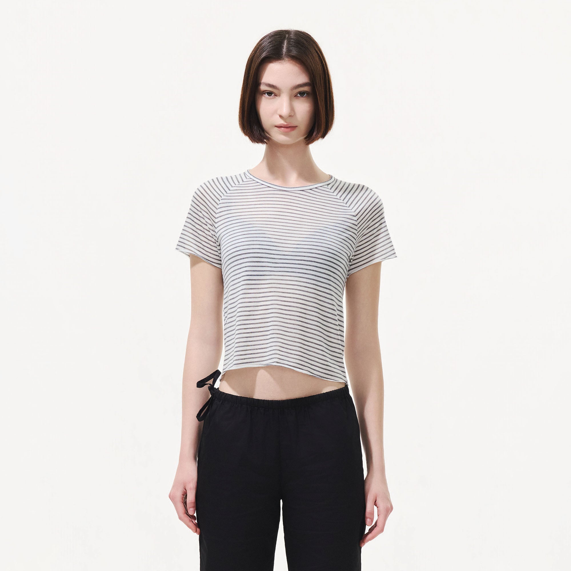 ARTIFICIAL WORLD Striped Tencel-Silk Tee