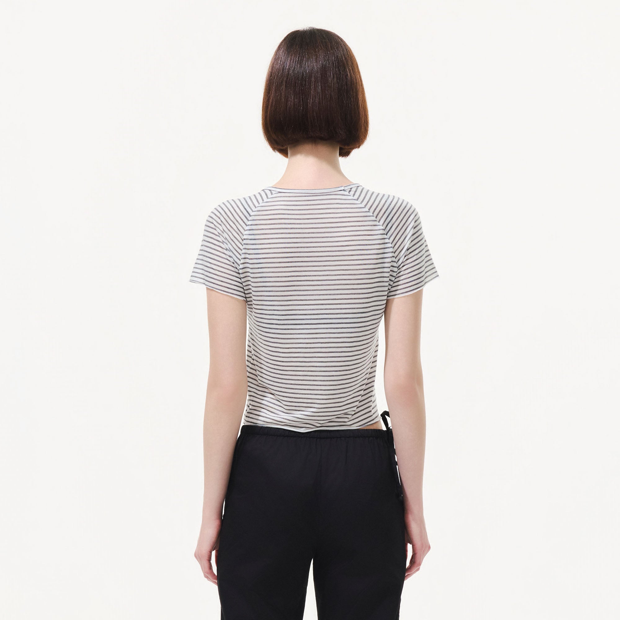 ARTIFICIAL WORLD Striped Tencel-Silk Tee