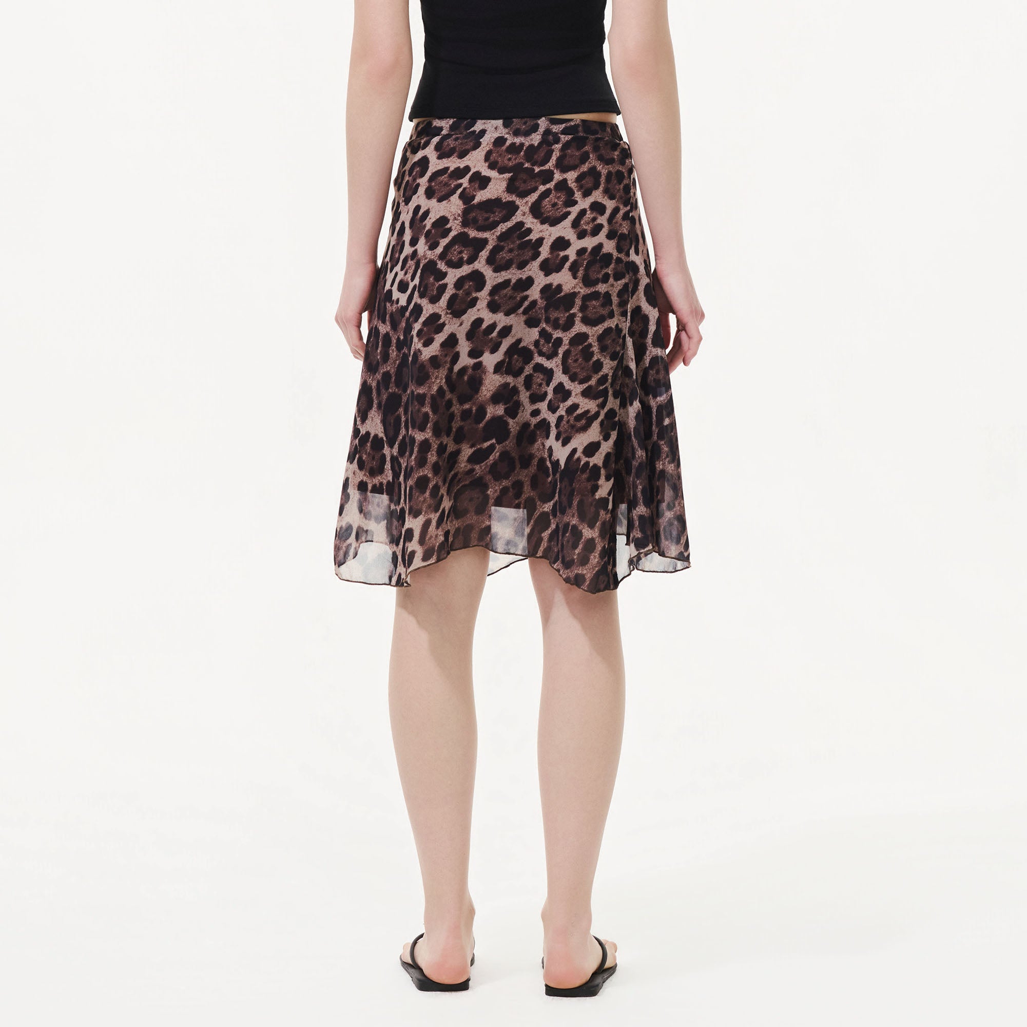 ARTIFICIAL WORLD Sheer Leopard Midi Skirt